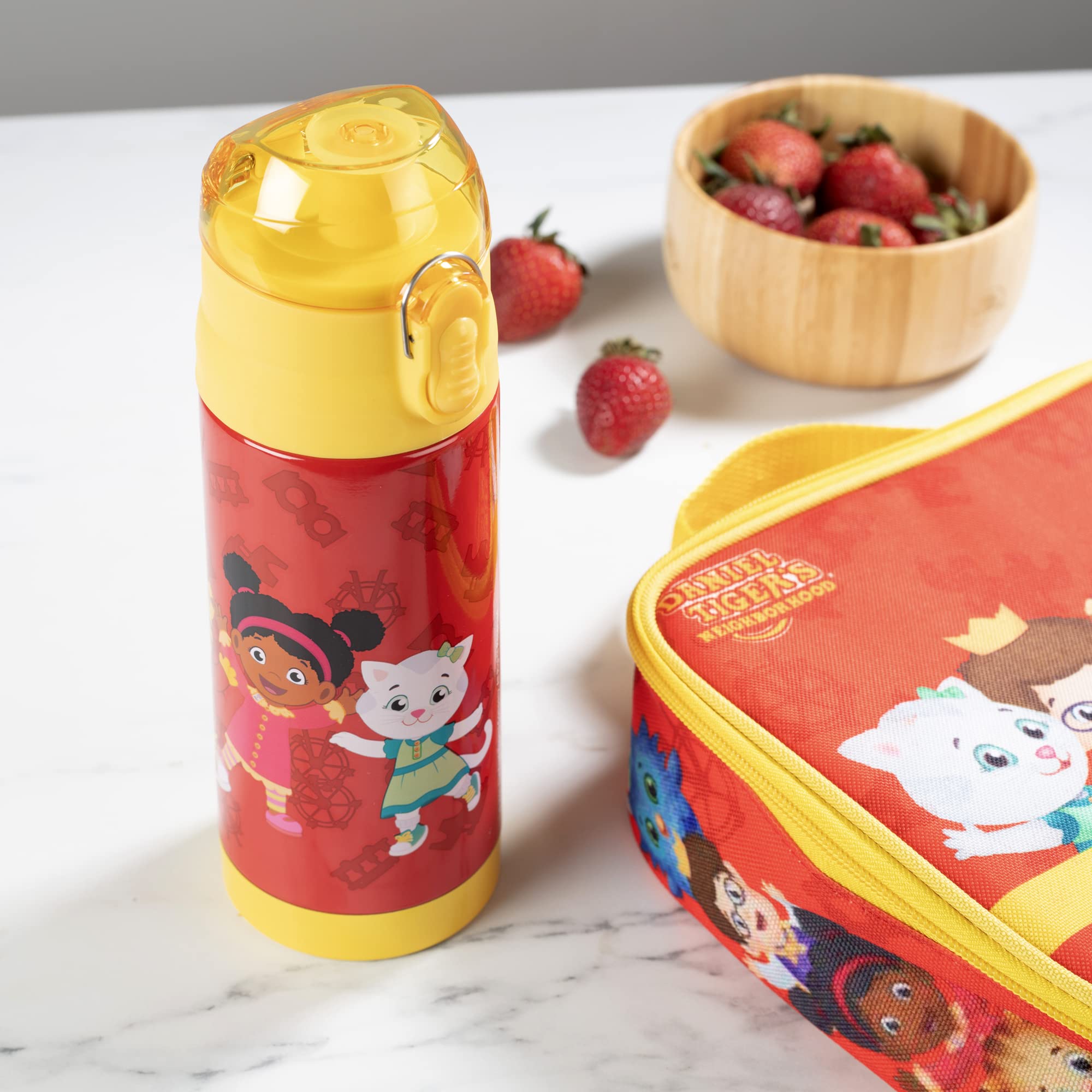 Daniel Tiger 13 Oz Insulated Water Bottle With Latching Lid - Easy To Use For Kids - Reusable Spill Proof & Bpa-Free, Keeps Drin