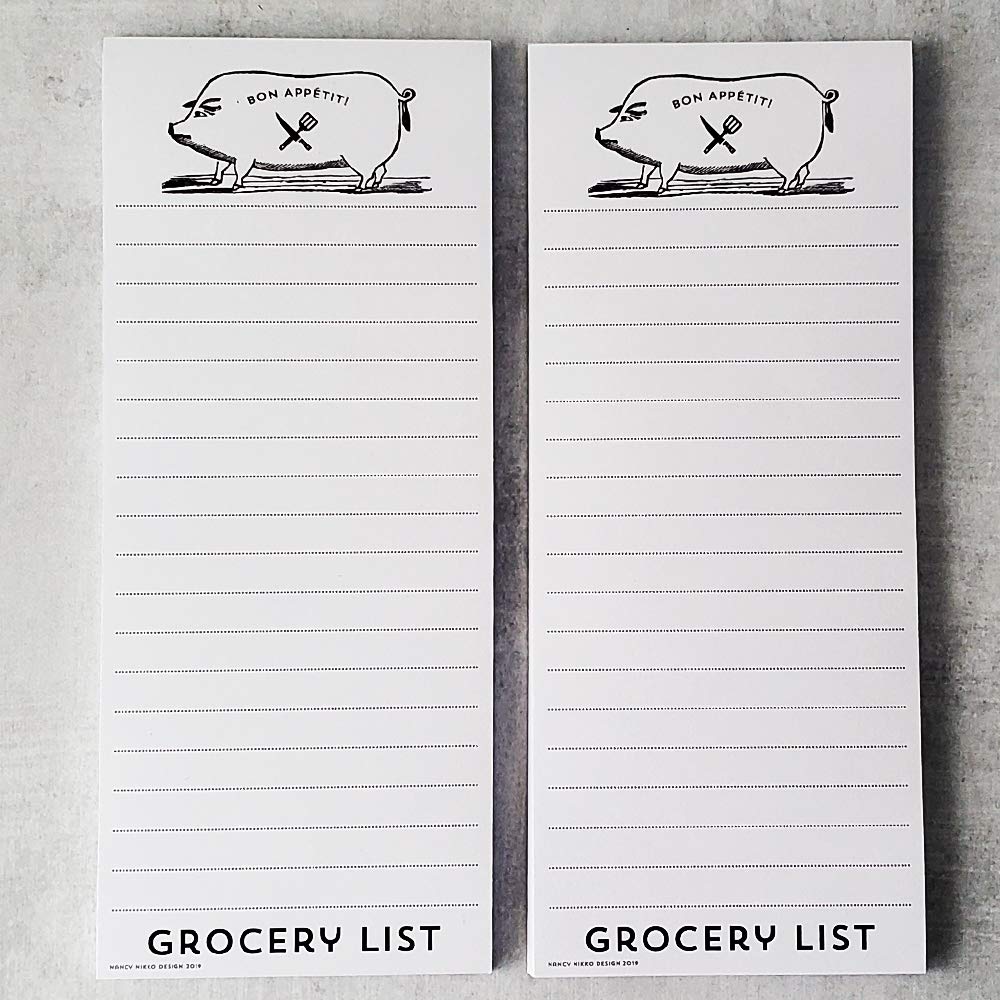 Bon Appetit Pig Refrigerator Notepads Grocery List - Set Of Two Pads