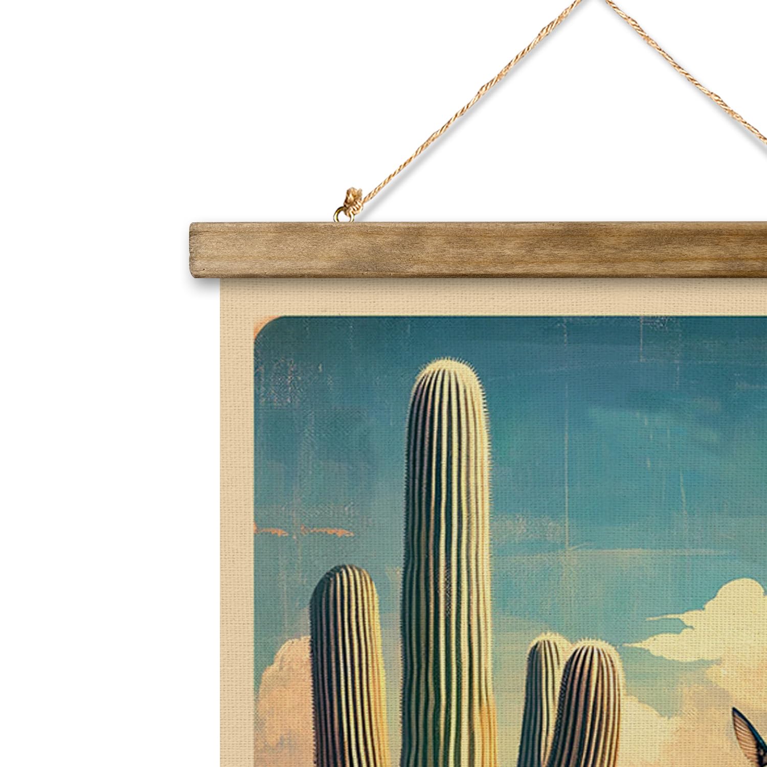 Xiaoaika Vintage Saguaro National Park Travel Poster With Wooden Scroll Frame - Living Room, Bedroom, Home, Office Retro Art Pri