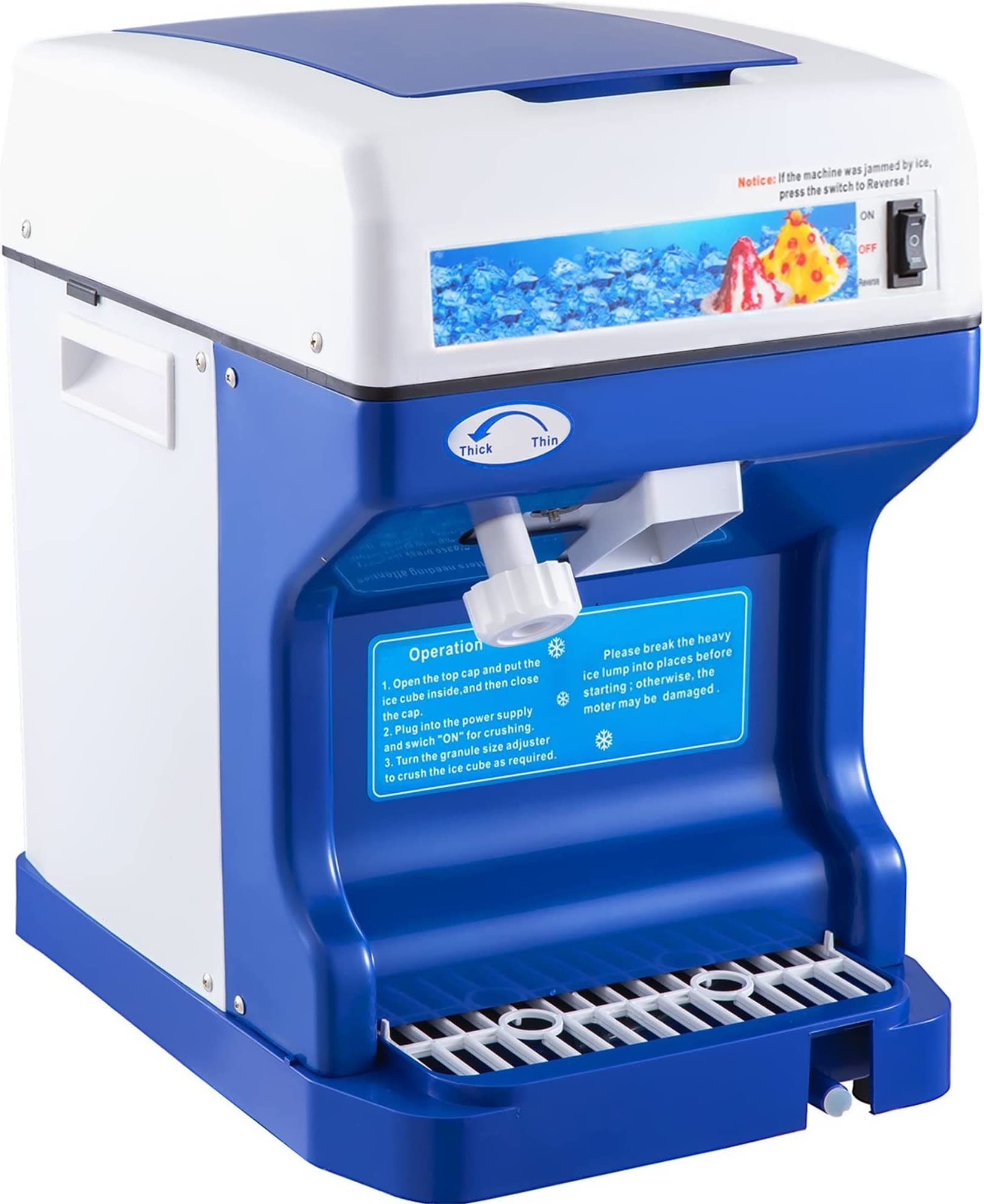 Vevor 110V Electric Shaved Ice Machine 250W Snow Cone Maker Tabletop W/Adjustable Ice Texture, Ice Shaving Machine 265Lbs/Hr For