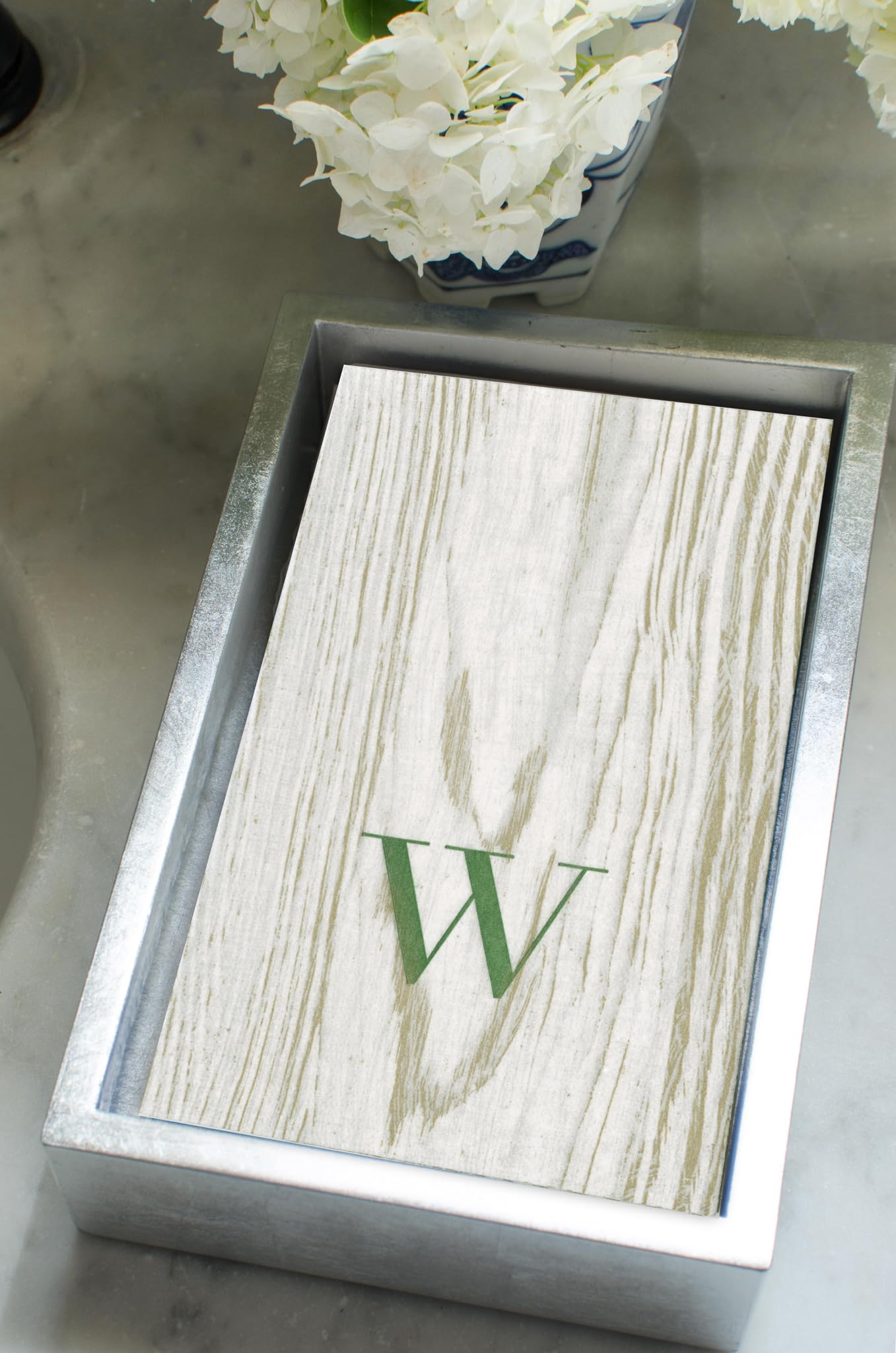 Caspari Lacquer Guest Towel Napkin Holder In Silver - 1 Each