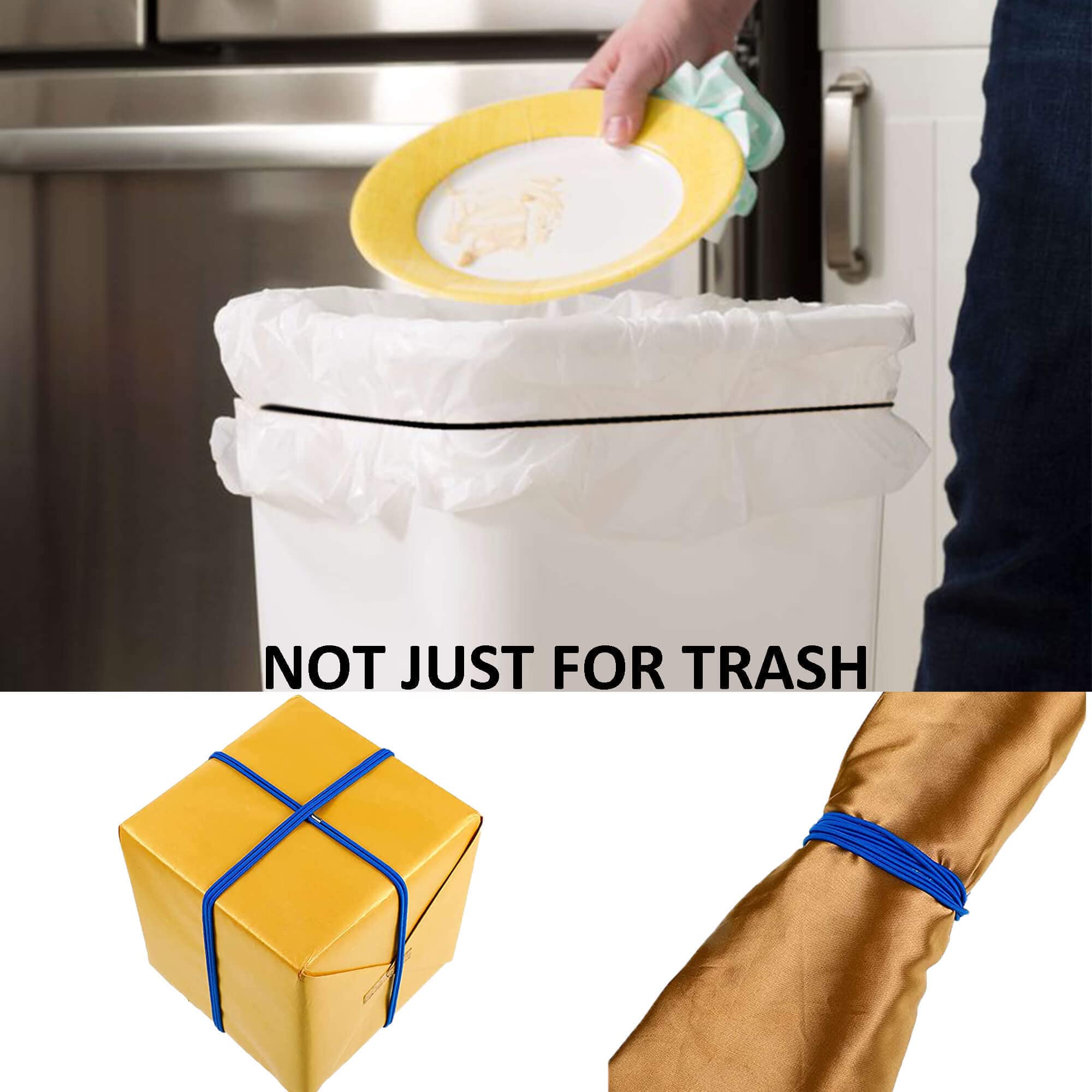 Trash Can Bands Set Of 3, Black Only, Durable Trash Can Bag Holder With Strong Elasticity, Homewares Colorful Litter Box Bands G