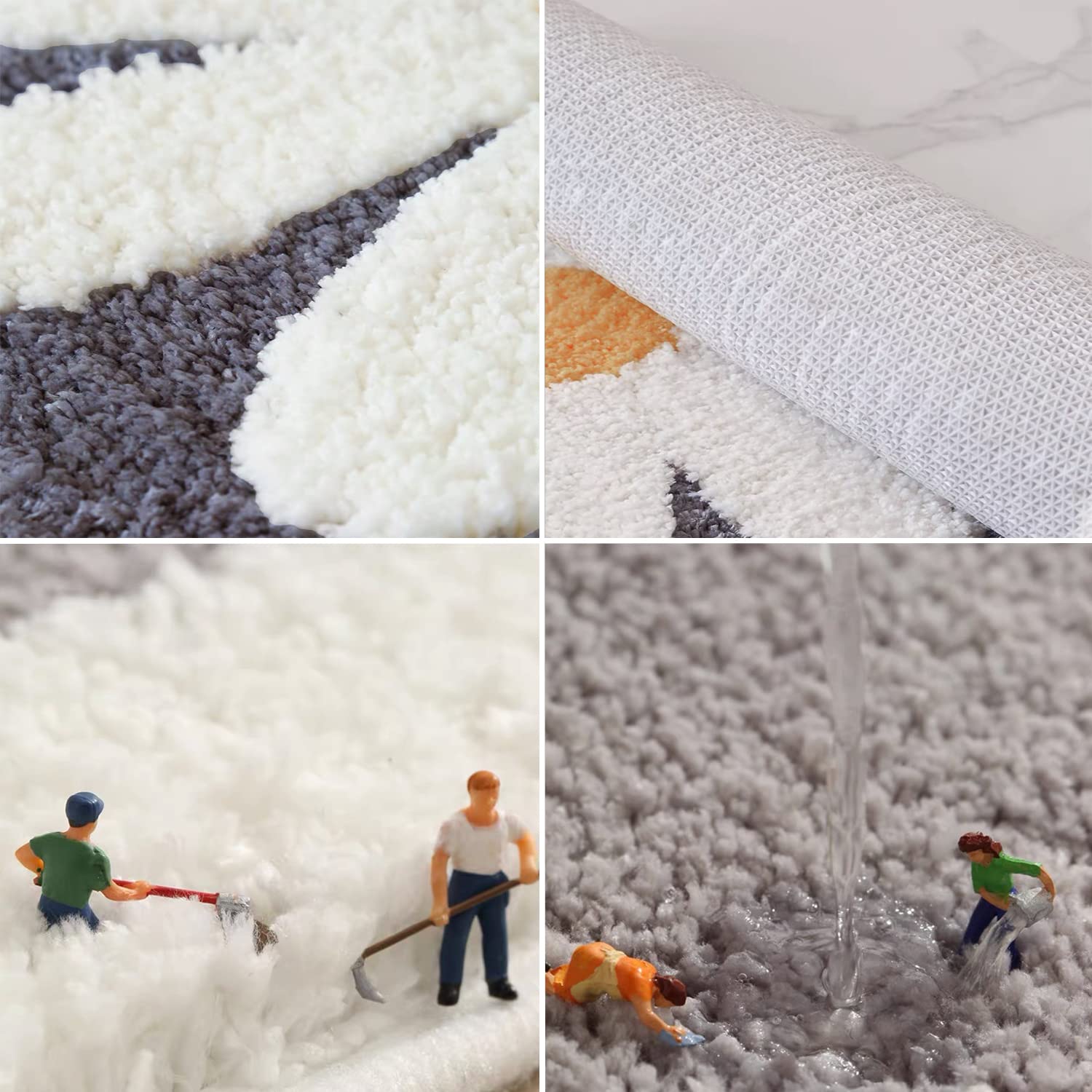 Dorruger Rugs Mat, White Flower Bath Rugs Fluffy Soft Superfine Fiber Rugs Non Slip Bath Mat Machine Wash Plush Bathroom Rug For