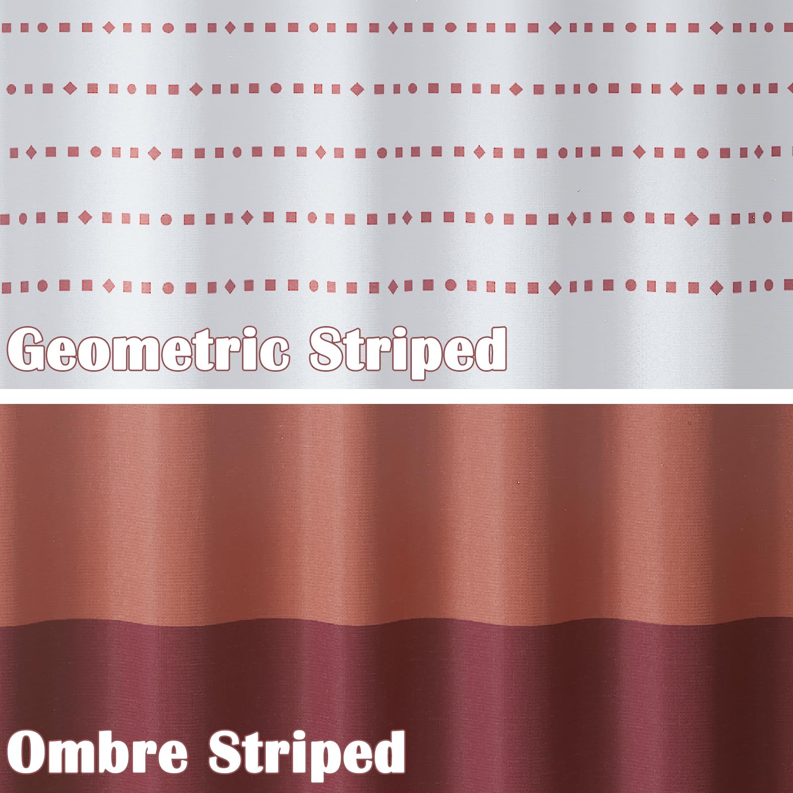 Jinchan Burnt Orange And White Boho Ombre Shower Curtain Striped Fabric Color Block Shower Curtains For Bathroom Modern Luxury W