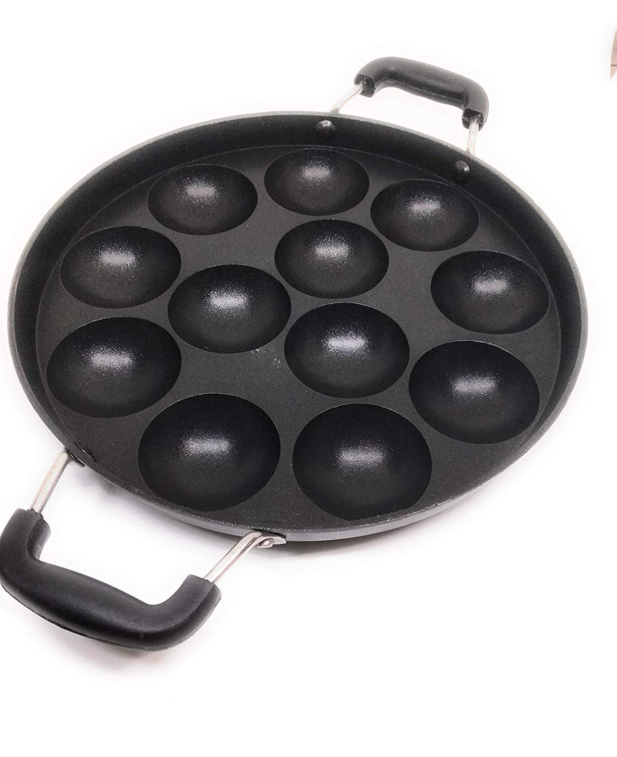 G&D 12 Pit Appam Maker Stainless Steel Lid Paniyaram Pan Appam Patra Paniyarakkal Tawa Nonstick Appam Baking Tray Takoyaki Pan A