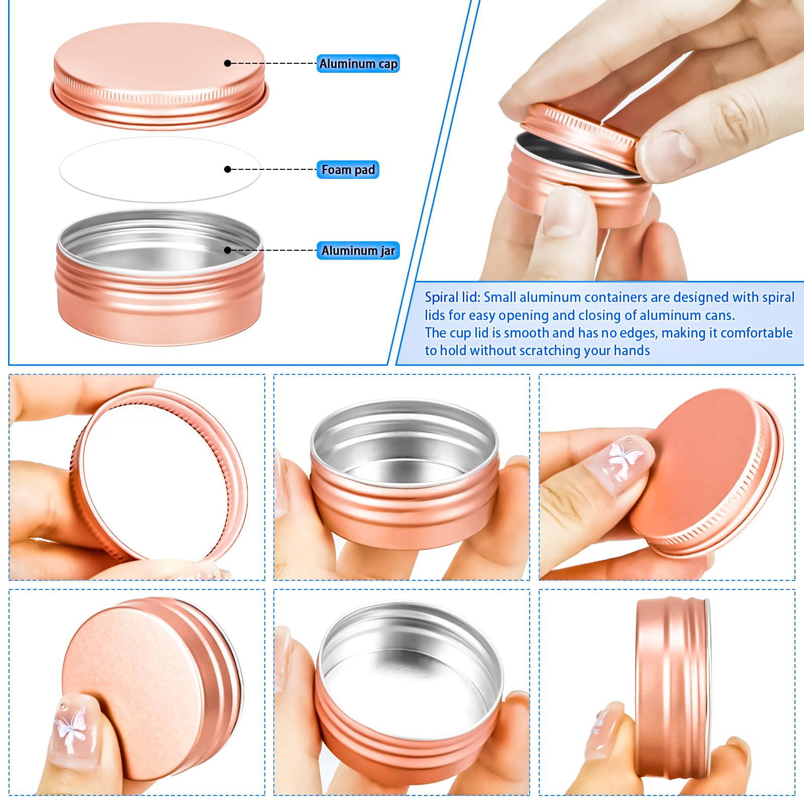 Motbach 24 Pack 0.5Oz Tin Jars, 15Ml Metal Tin Cans, 1/2 Ounce Aluminum Tin Can Jar Containers With Lid For Lotion Bars, Spices,