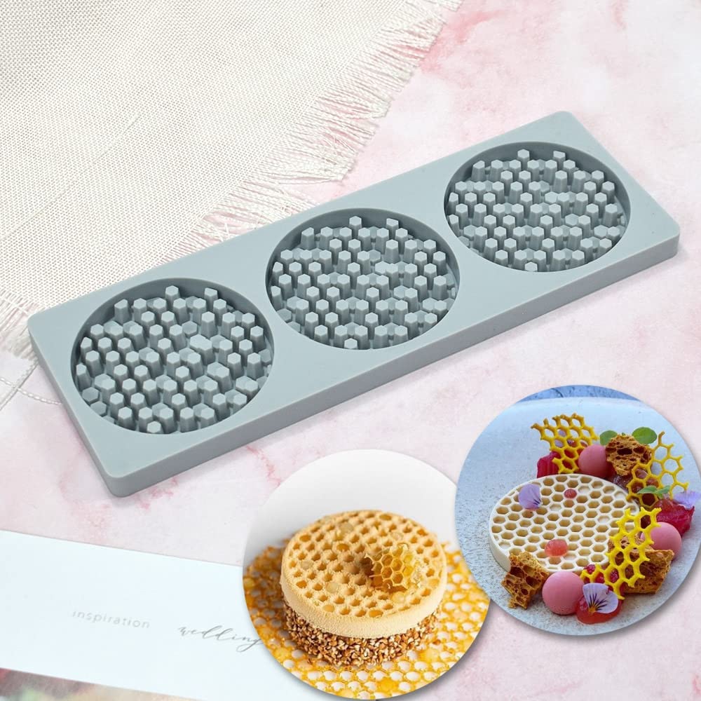 Honeycomb Silicone Mold 3D Honeycomb Lace Mat Fondant Molds Lace Pad Baking Cake Chocolate Candy Mold For Cupcake Decorating Too
