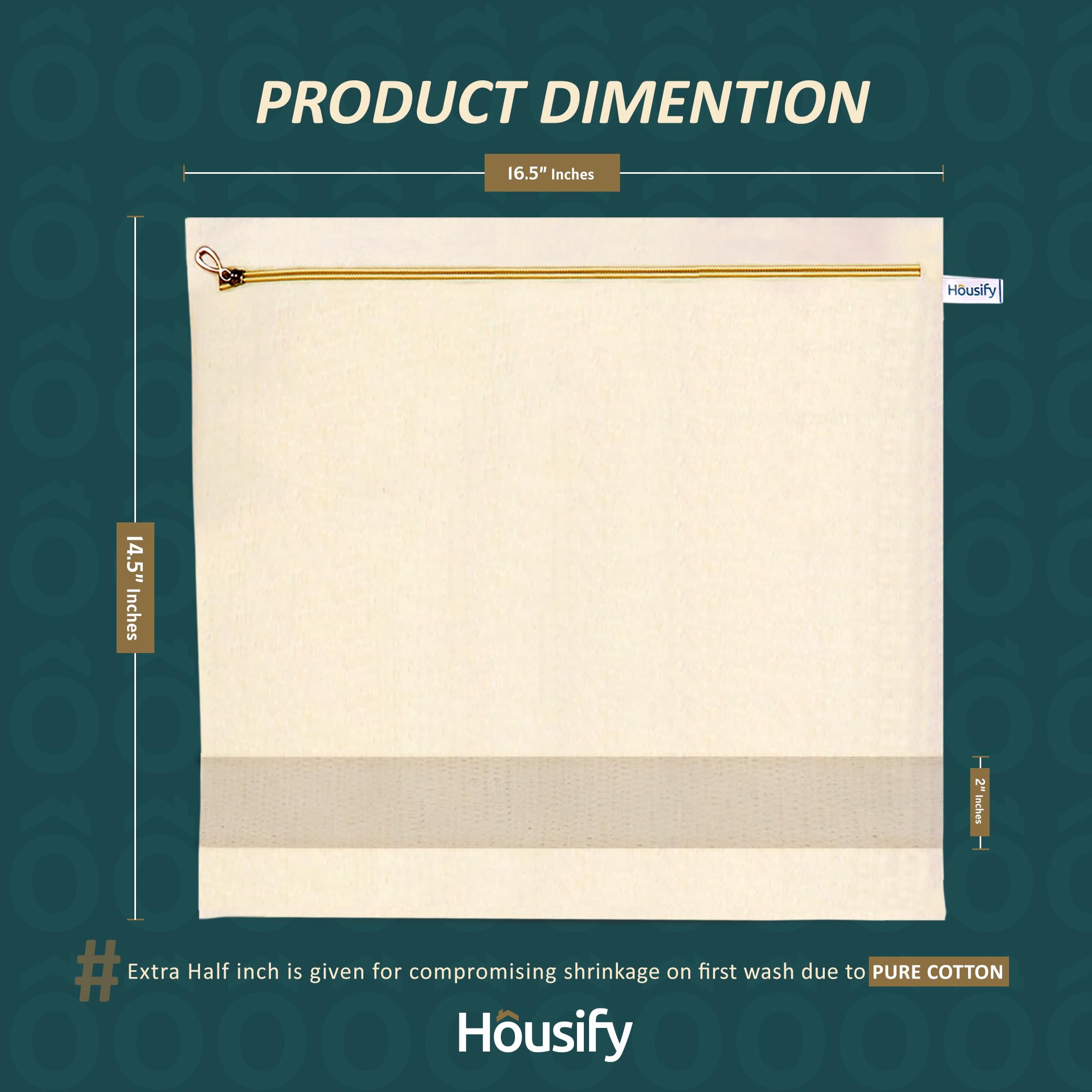 Housify Cotton Saree Cover with ZIP - 20 Cotton Big Size(16.514.5 Inches) Single Saree Storage Bags/Cover/Pouches for Packing Sa