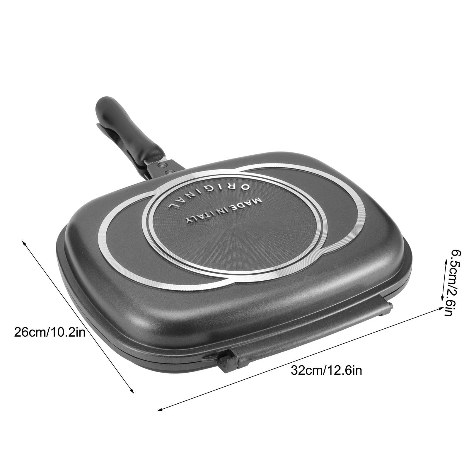 Rbsd Double-Sided Frying Pan, 32Cm/12.6In Bbq Grill Pan, Double Side Pressure Cooking Grill Pan, Portable Grill Pot For Home Coo