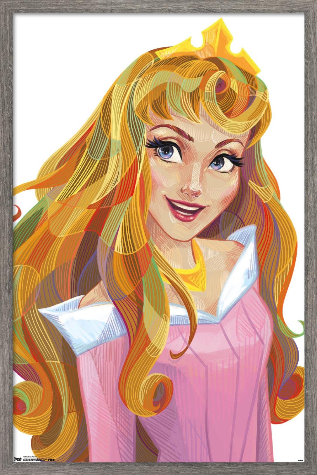Trends International Disney Sleeping Beauty - Aurora - Stylized Wall Poster, 22.375'' X 34'', Barnwood Framed Version