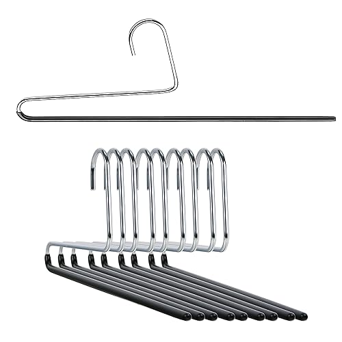 Mawa By Reston Lloyd Reverse Hook Trouser Series Non-Slip Space-Saving Clothes Hanger With Single Rod For Pants, Style Kh35U, Se