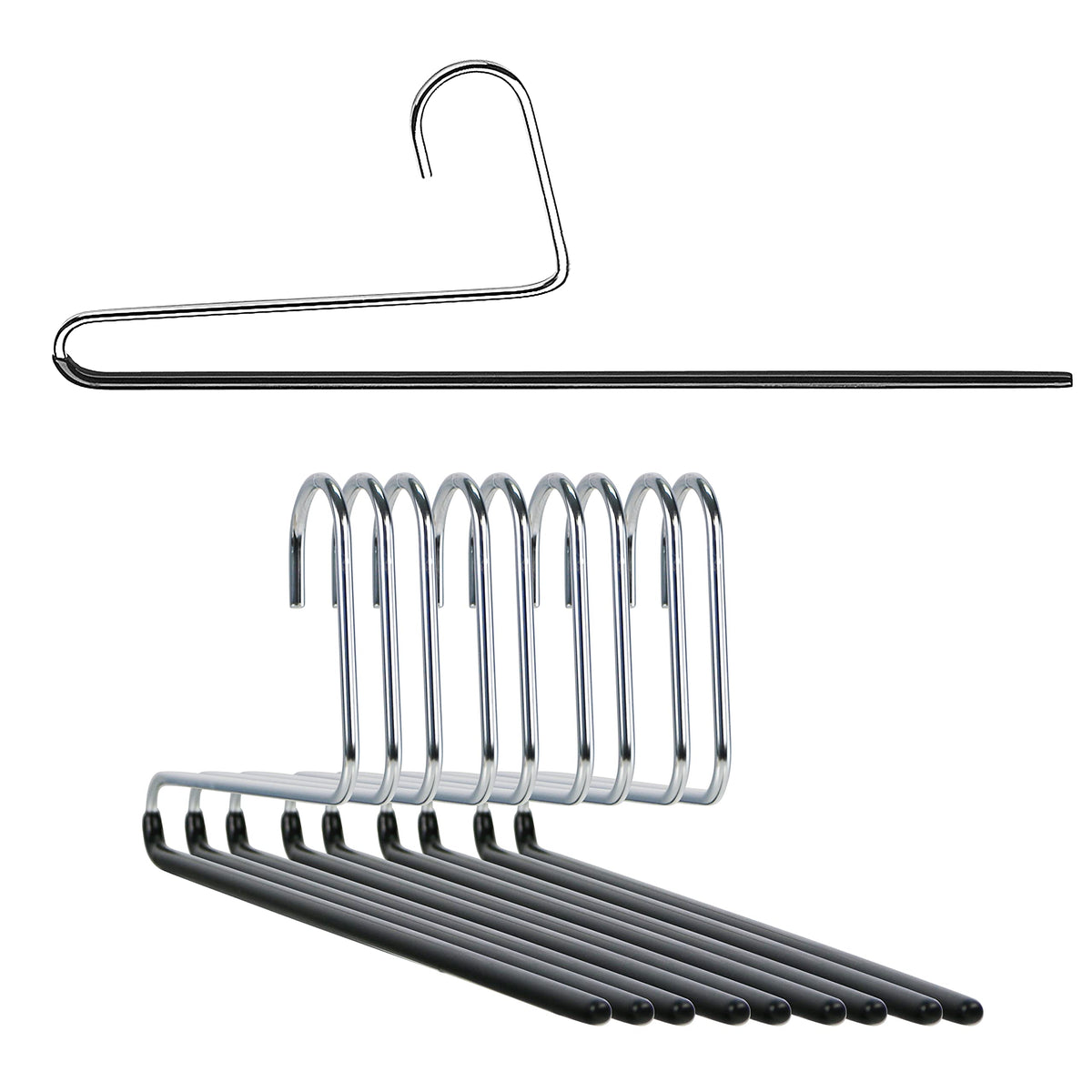 Mawa By Reston Lloyd Reverse Hook Trouser Series Non-Slip Space-Saving Clothes Hanger With Single Rod For Pants, Style Kh35U, Se