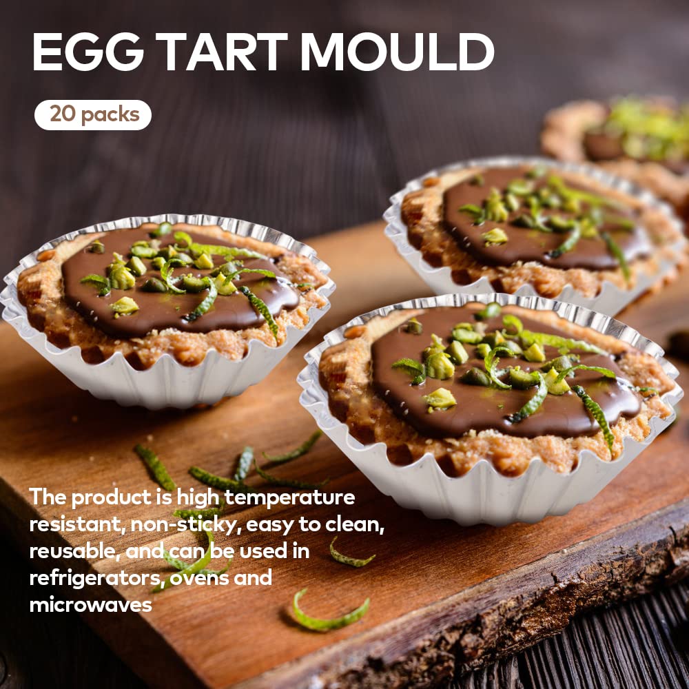 Jogilboy 20 Pcs Disposable Aluminum Foil Egg Tart Molds Mini Pie Tins Pans And Tinfoil Cupcake Cake Cookie Liner Baking Cup Mold
