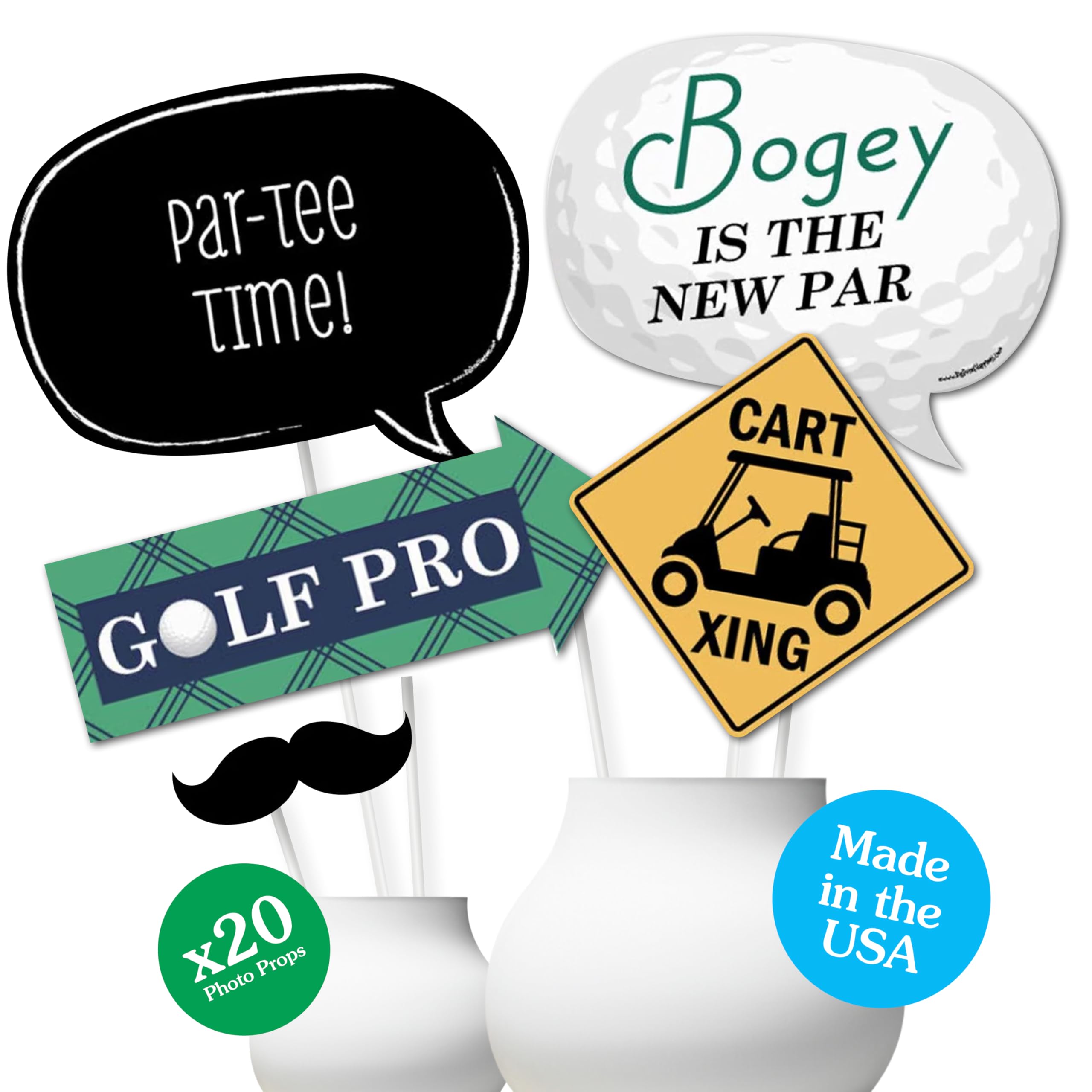 ParTee Time  Golf  Photo Booth Props Kit  20 Count