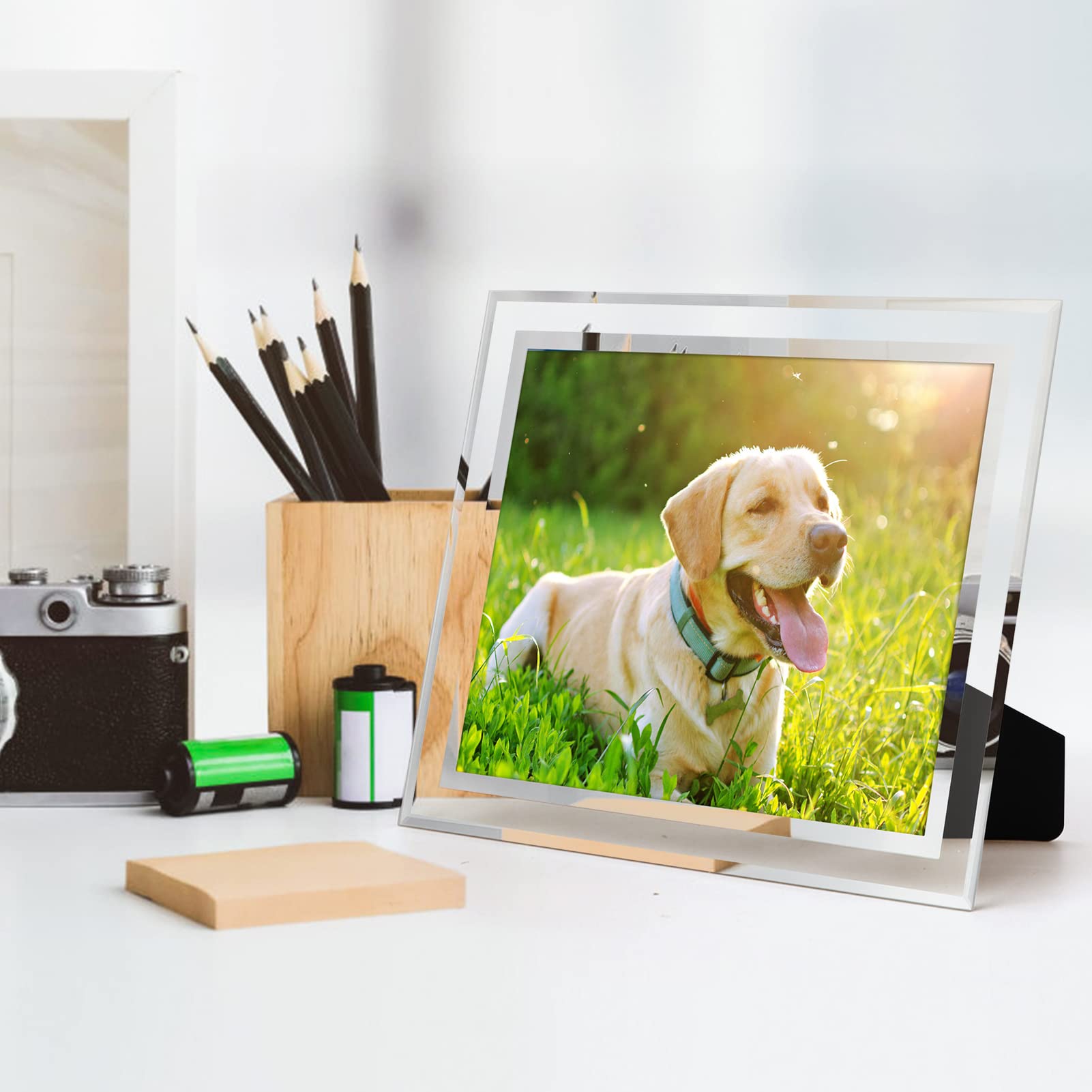 Hoikwo Bulk 8x10 Picture Frames, 4 Packs Silver Photo Frames 8 by 10, Glass Wedding Frames 8x10, Clear Mirror Wedding Photo Fram