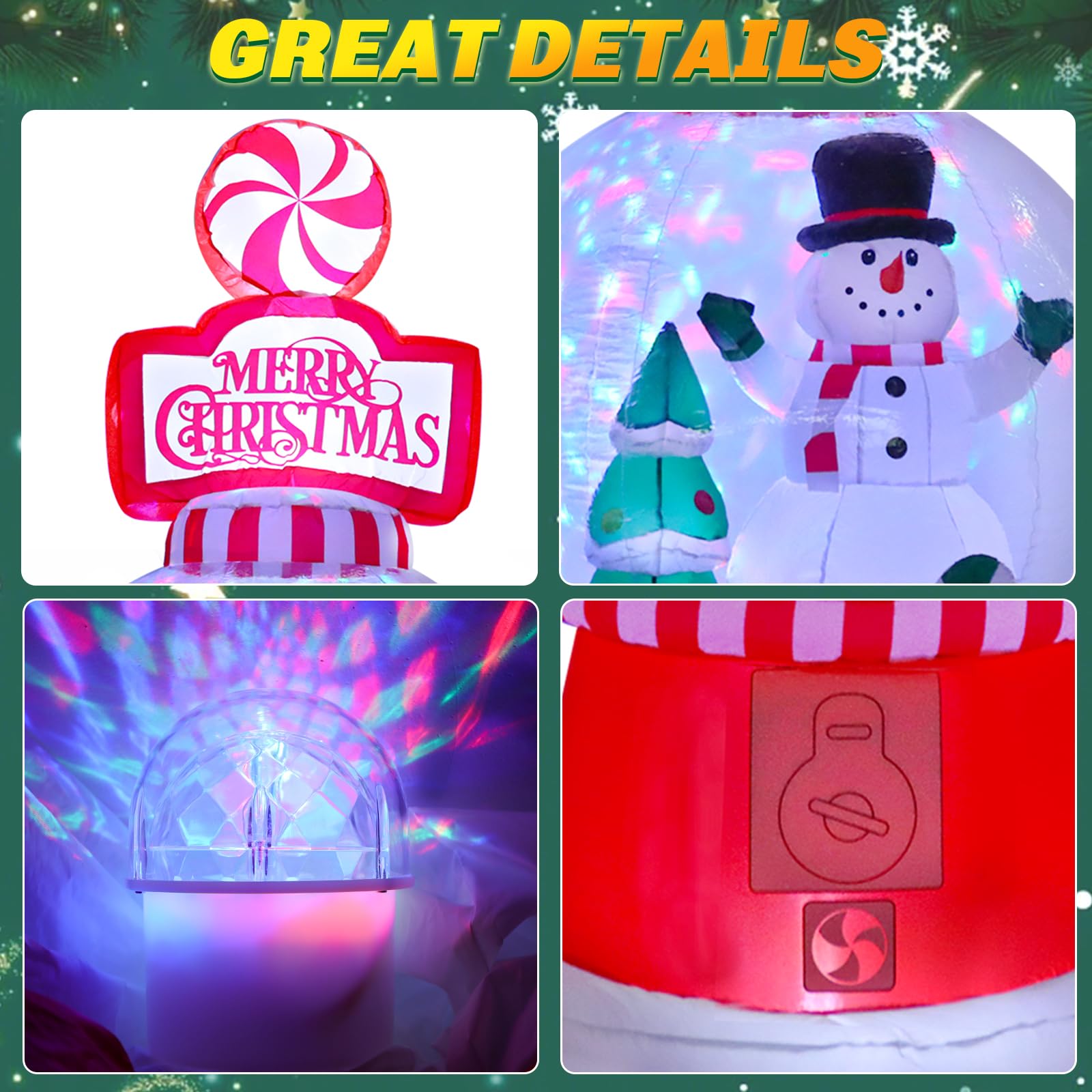 Vigdur 8 Ft Christmas Inflatables Outdoor Decorations, Blow up Inflatable Snow Globe with LED Lights for Indoor Outdoor Garden Y