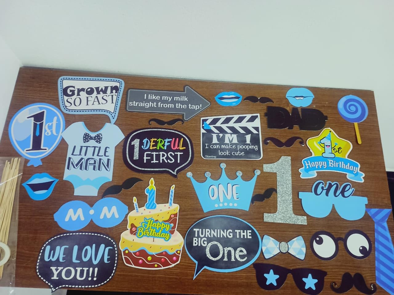 First Birthday Photo Booth Props for Boys/First Year Birth Day Theme Props/Babies Room Decoration Set/First Birthday Celebration
