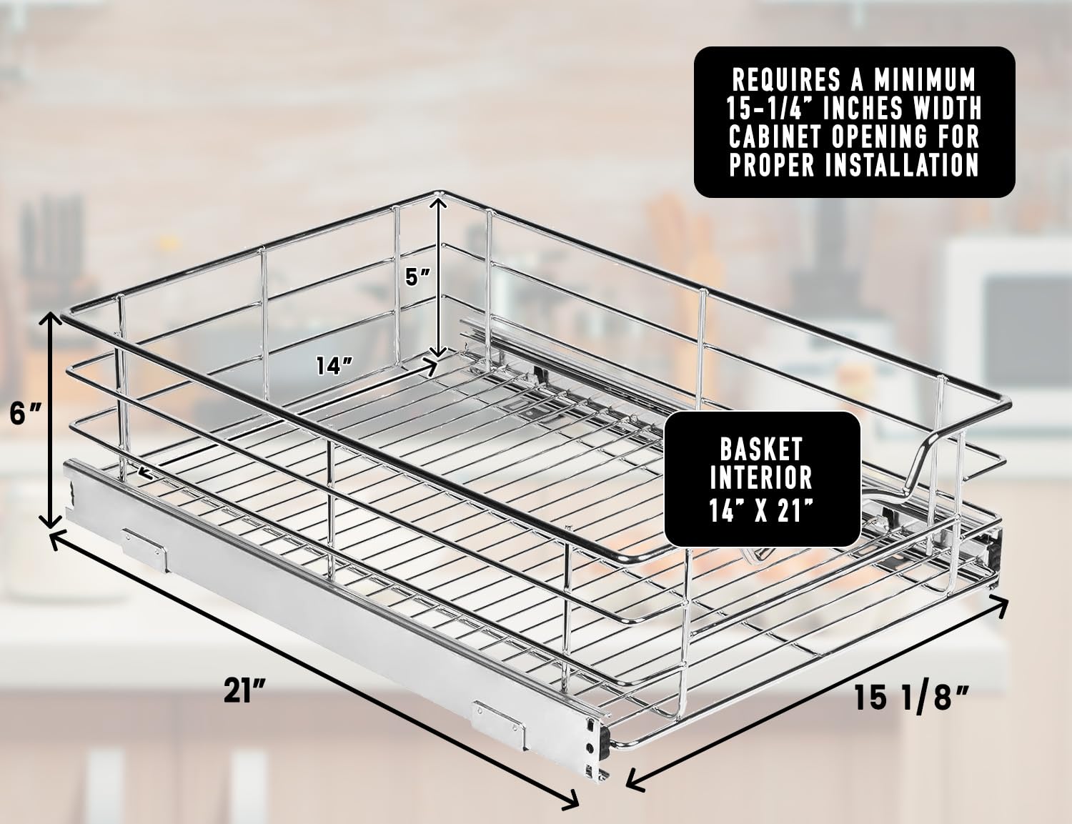 Hold N Storage Heavy-Duty Premium Collection Pull Out Cabinet Organizer - Pantry Drawer Slide Out Caddy -Lifetime Limited Warran
