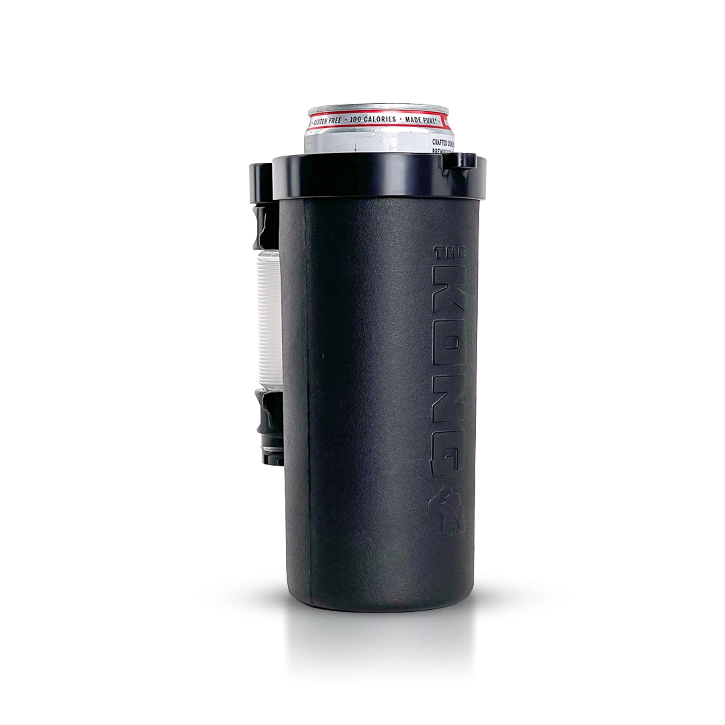 The Kong Skinny Can - Portable Coozie Or Bottle Cooler/Cup With Detachable, Expandable, Hose To Funnel Your Drink (Black)