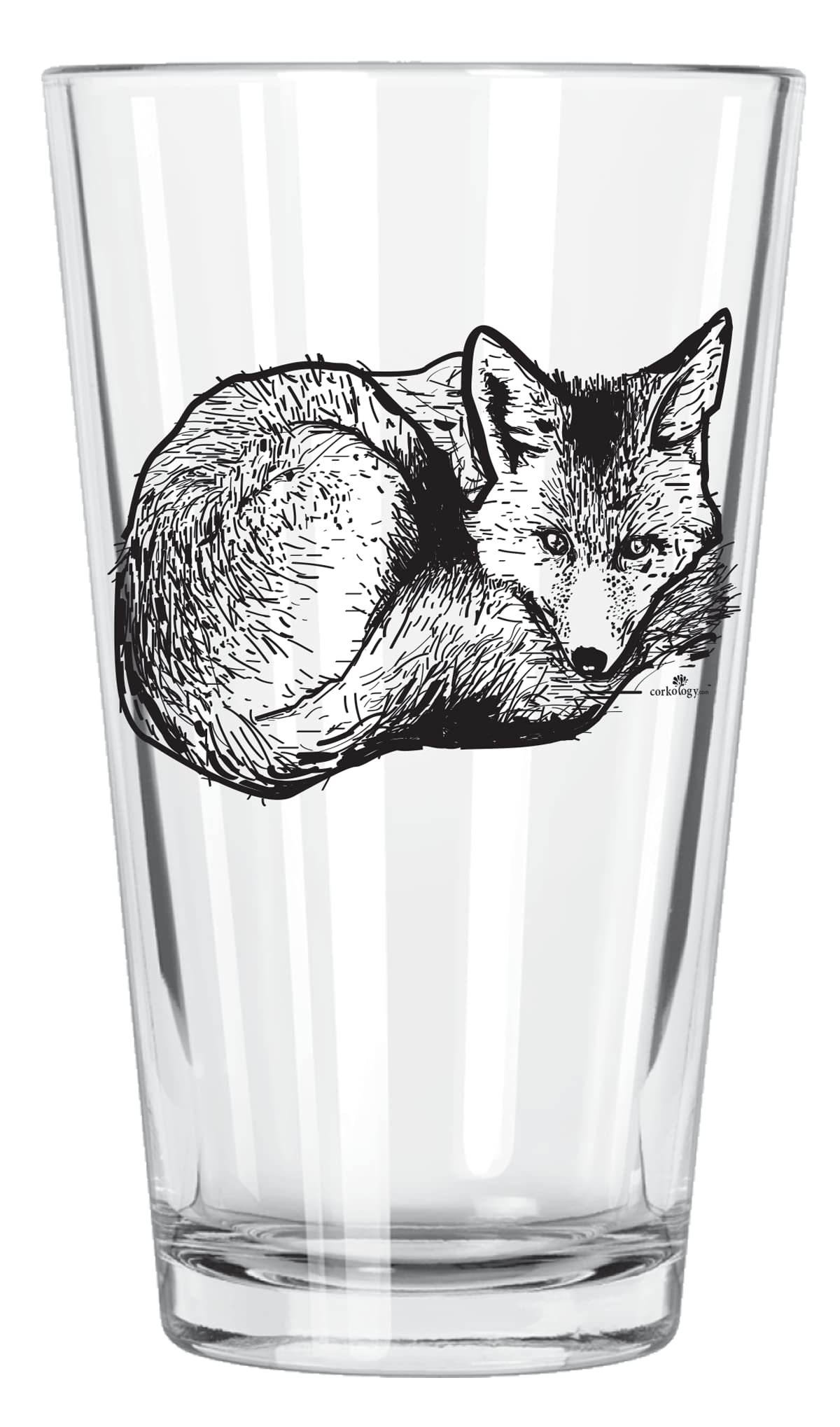 Corkology Pint Glass Red Fox, Clear