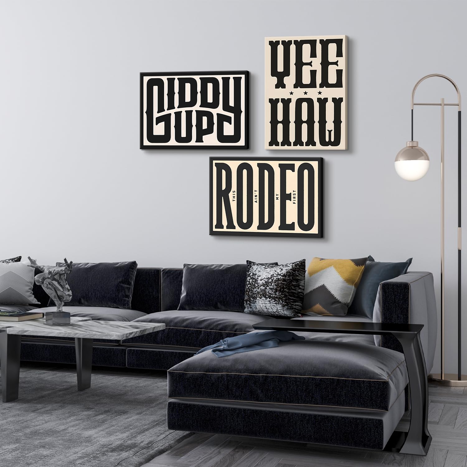 Framed Western Wall Art Vintage Southwestern Canvas Wall Decor Yee Haw Wall Art Southwestern Country Ranch Poster Trendy Modern