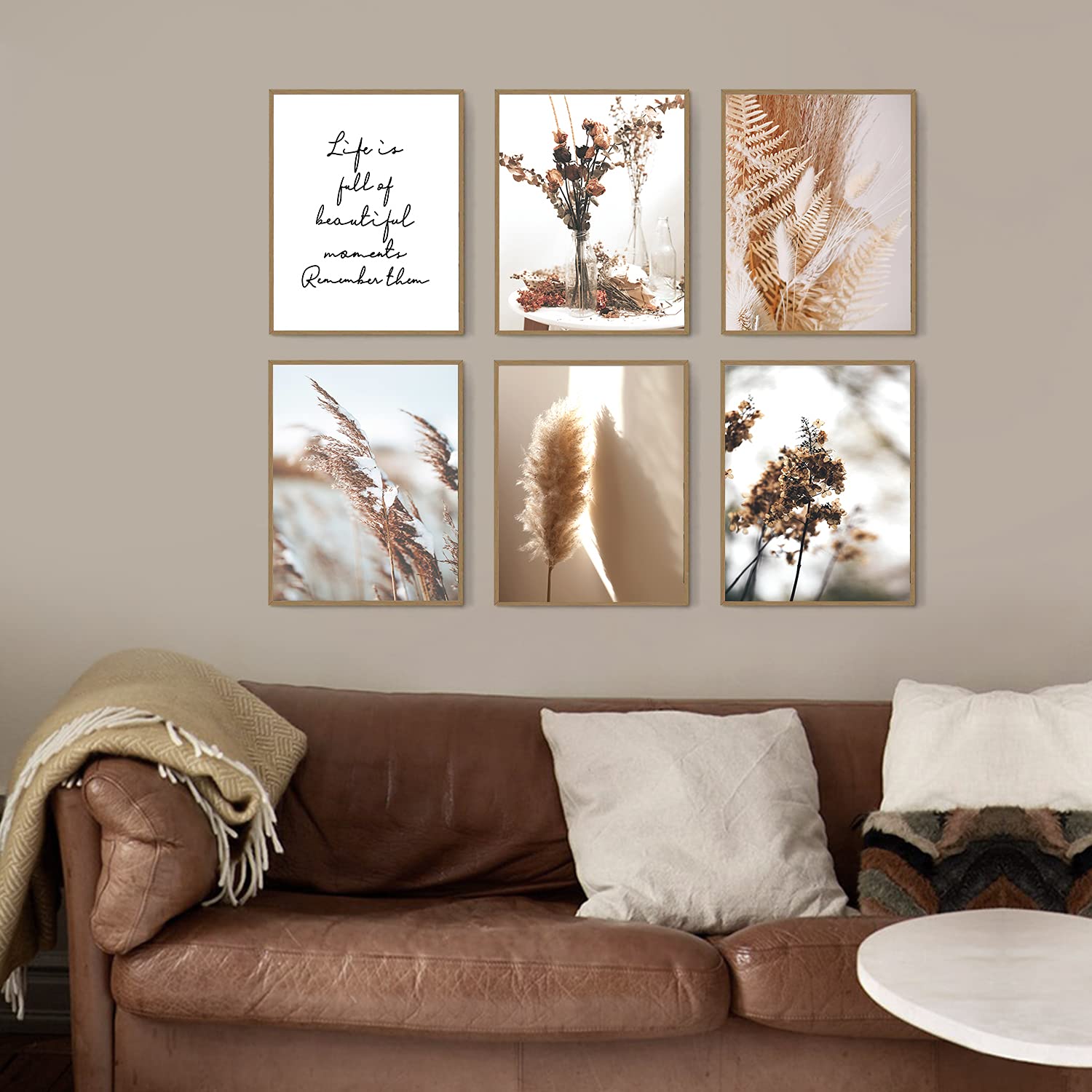 Hoozgee Botanical Wall Art Prints Set Of 6 Canvas Art Wall Decor Print Nature Pictures Reed Dried Flower Plant Wall Poster Print