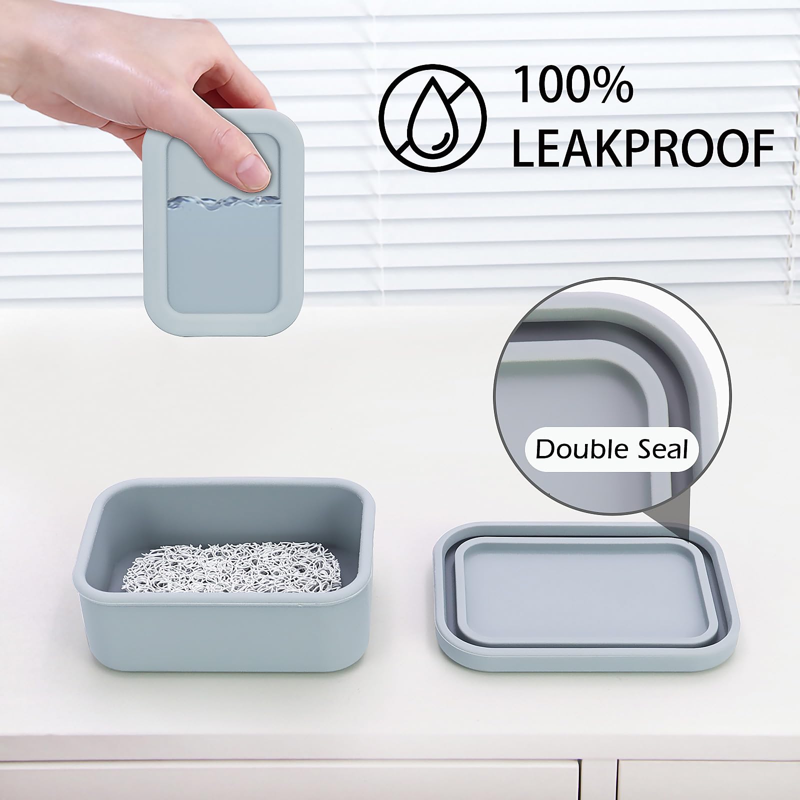 Aidimming Enhanced Leak Proof Traveling Soap Container,Compact Silicone Travel Soap Case With Drainage Layer,Travel Size Toiletr