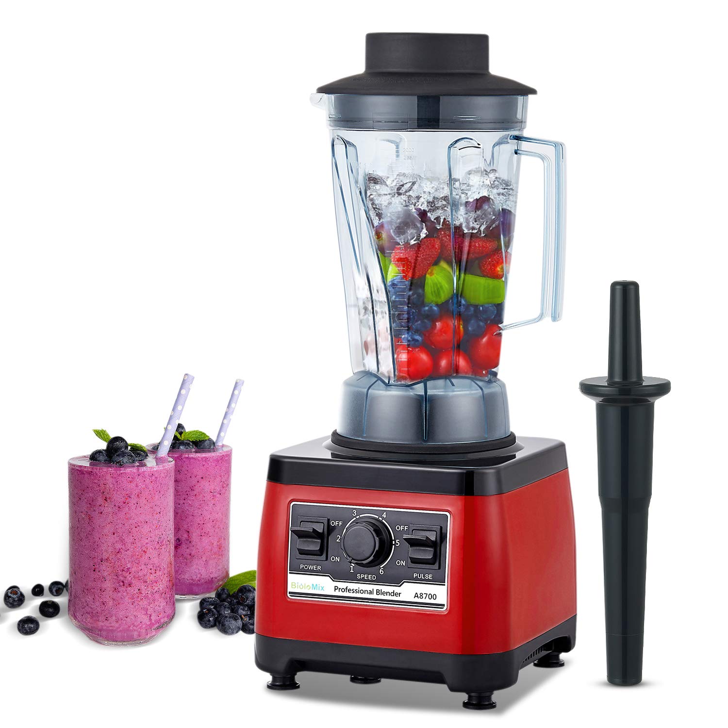 Biolomix Heavy Duty Professional Blender, Peak 2200W Commercial Grade Bar Blender With 70Oz Container For Shakes, Smoothies, Ice