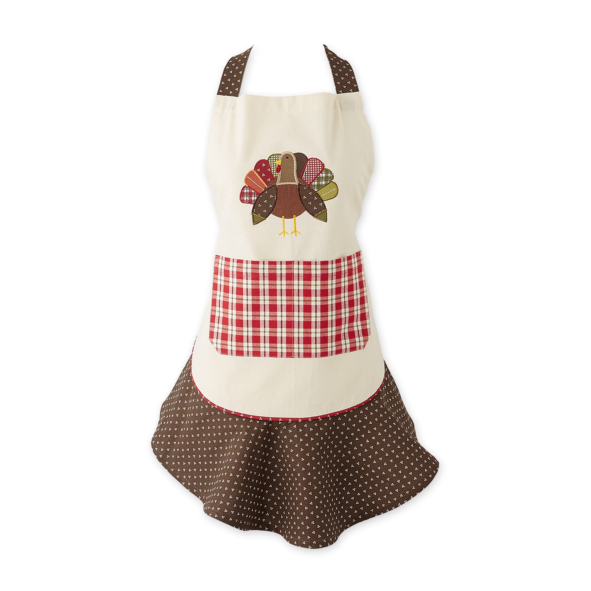 DII Womens Fall & Thanksgiving Kitchen Apron, Adjustable Long Waist Ties, Turkey