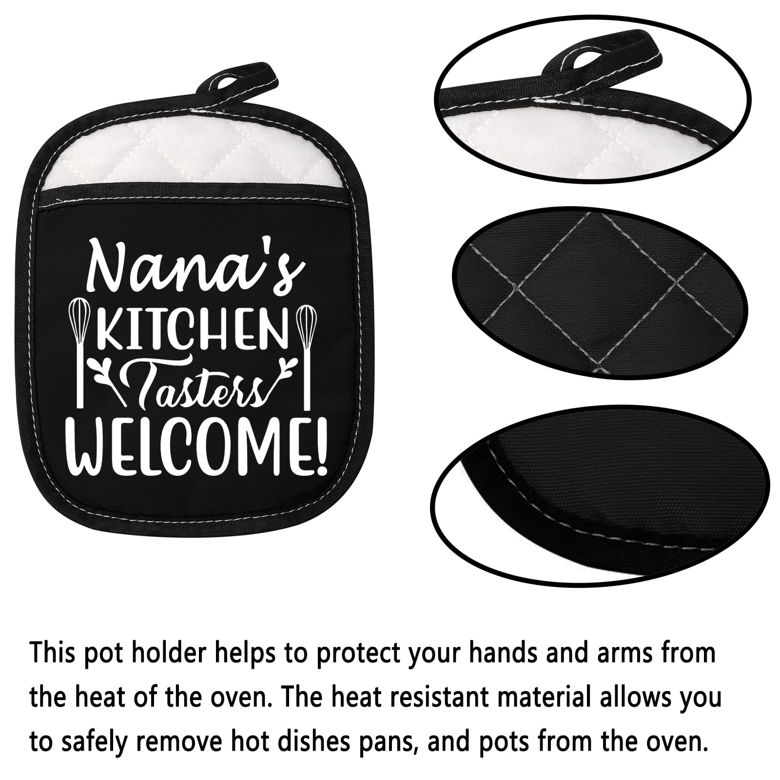 Best Nana Gift Grandma Pot Holders Nana'S Kitchen Tasters Welcome Potholders (Nana'S Kitchen Red)