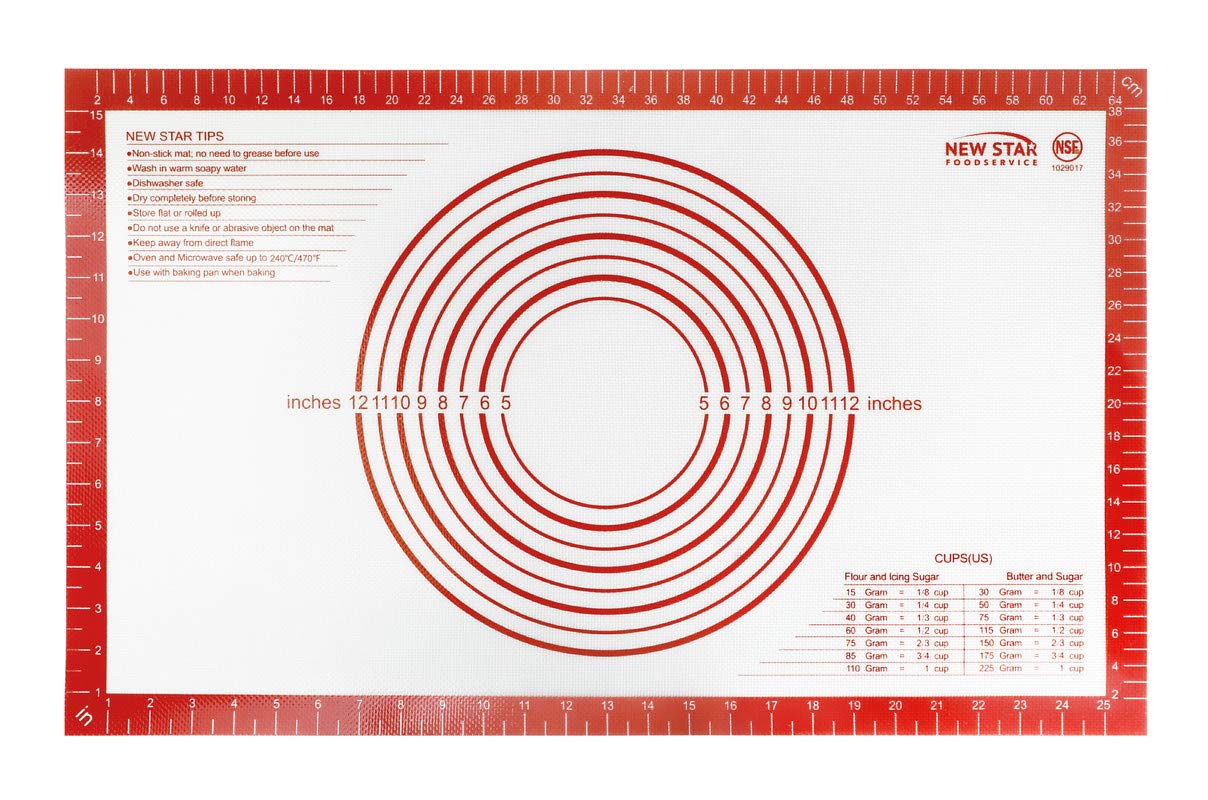 New Star 1029017 Non-Slip Silicone Pastry Mat, Extra Large With Measurements, 16X26'', Nsf International Certified
