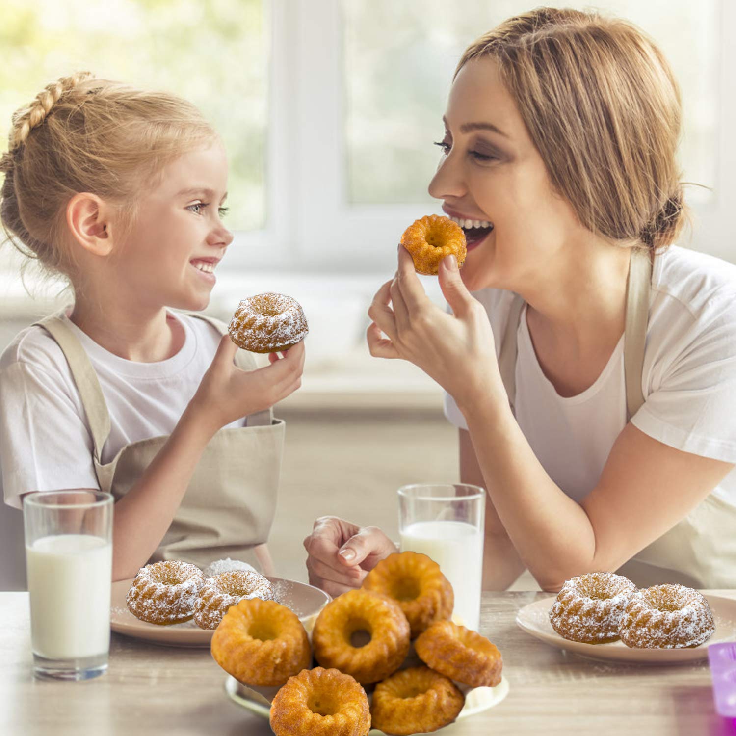 Mity Rain Mini Cake Pan - Silicone Fluted Tube Cake Pans European Grade Non Stick Fancy Molds For Jello, Cupcake, Doughnut Donut