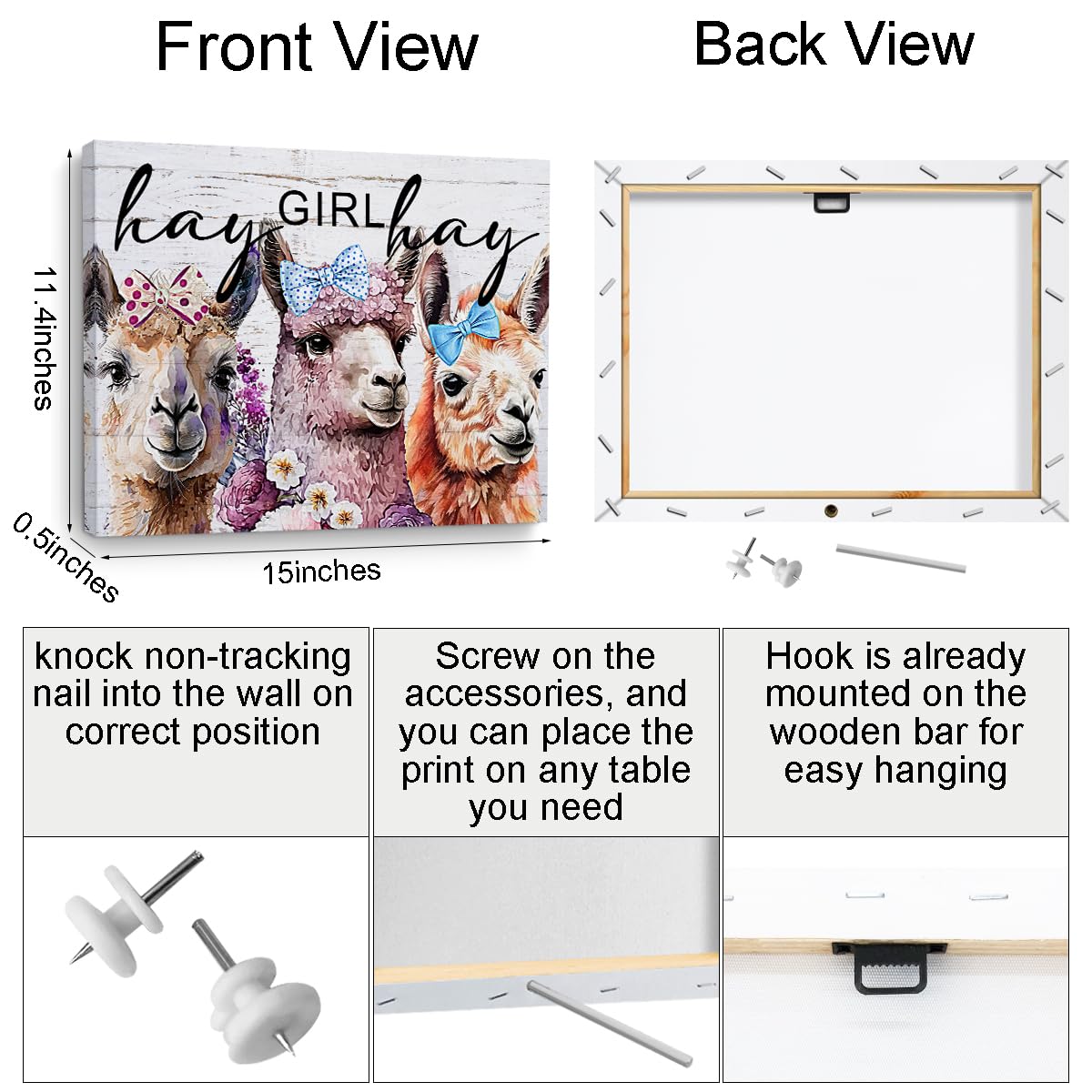 Vintage Llama Gifts Farm Animals Flowers Llama Decor Canvas Wall Art Wall Decor Country Framed Posters Art Prints Artwork Pictur
