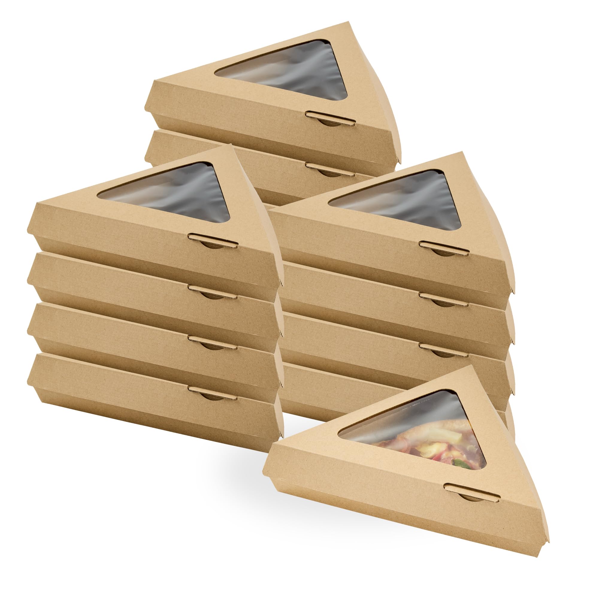 Restaurantware Kraft Pizza Container 100 Pack 8.28 x 9.28 x 1.88 Inches Paper Clamshell Takeout Box Corrugated Design Kraft