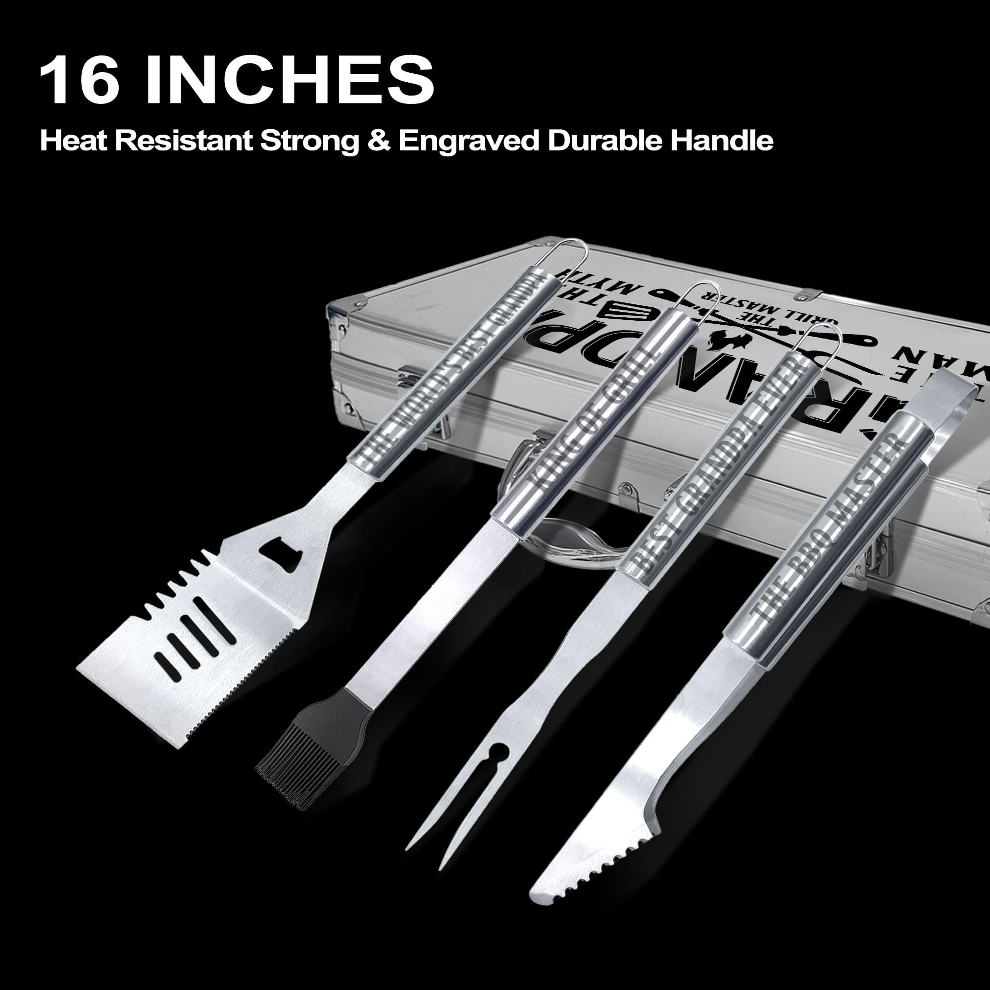 Gifts For Grandpa, Fathers Day Grandpa Gifts For Him Heavy Duty Grilling Accessories Kit For Backyard Bbq, Thick Stainless Steel
