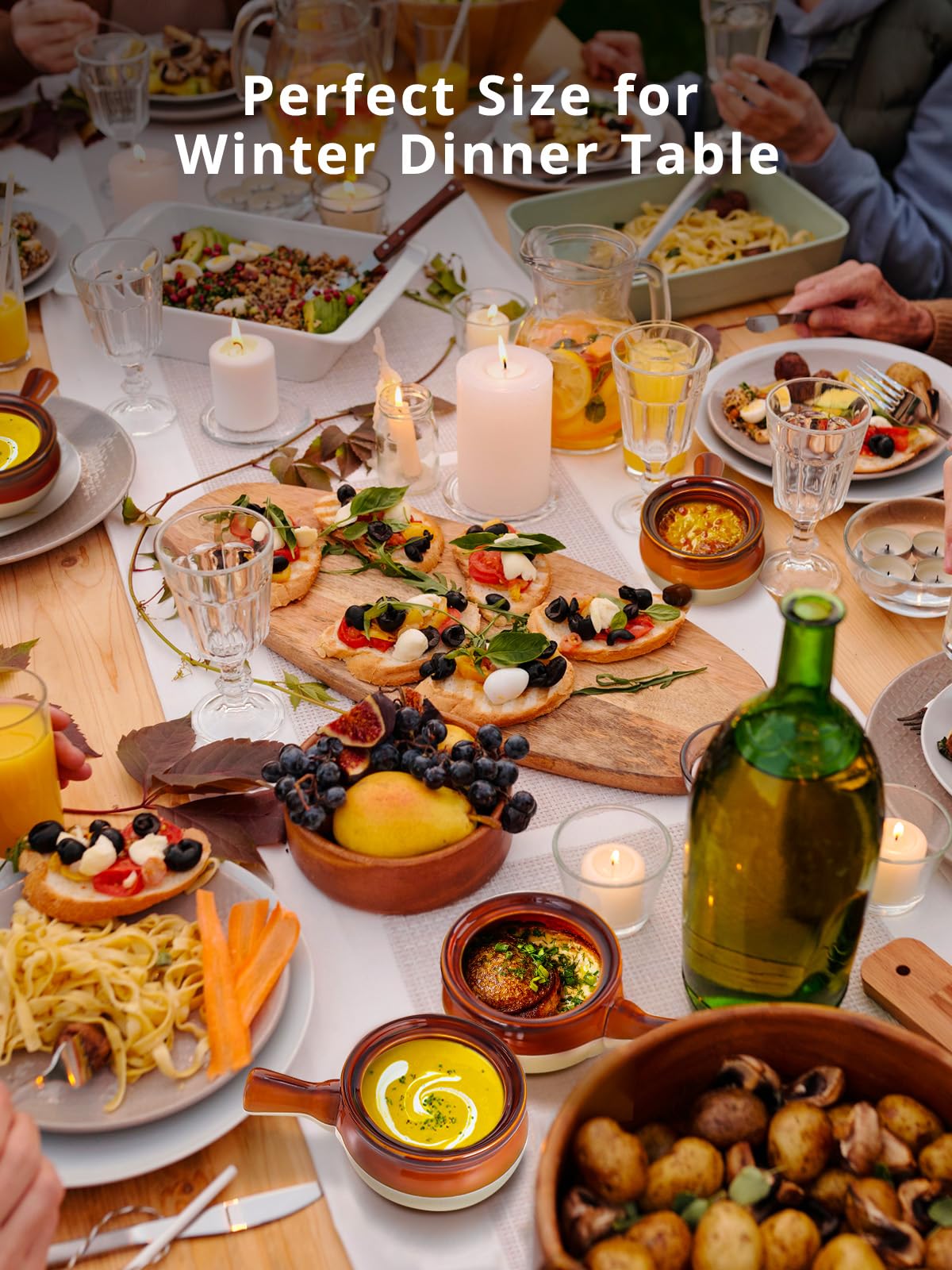 Lifver 18 Oz French Onion Soup Bowls & Crocks Set Of 4 - Ceramic Bowls With Handle And Lid For For Soup, Stew, Chilli - Oven & D