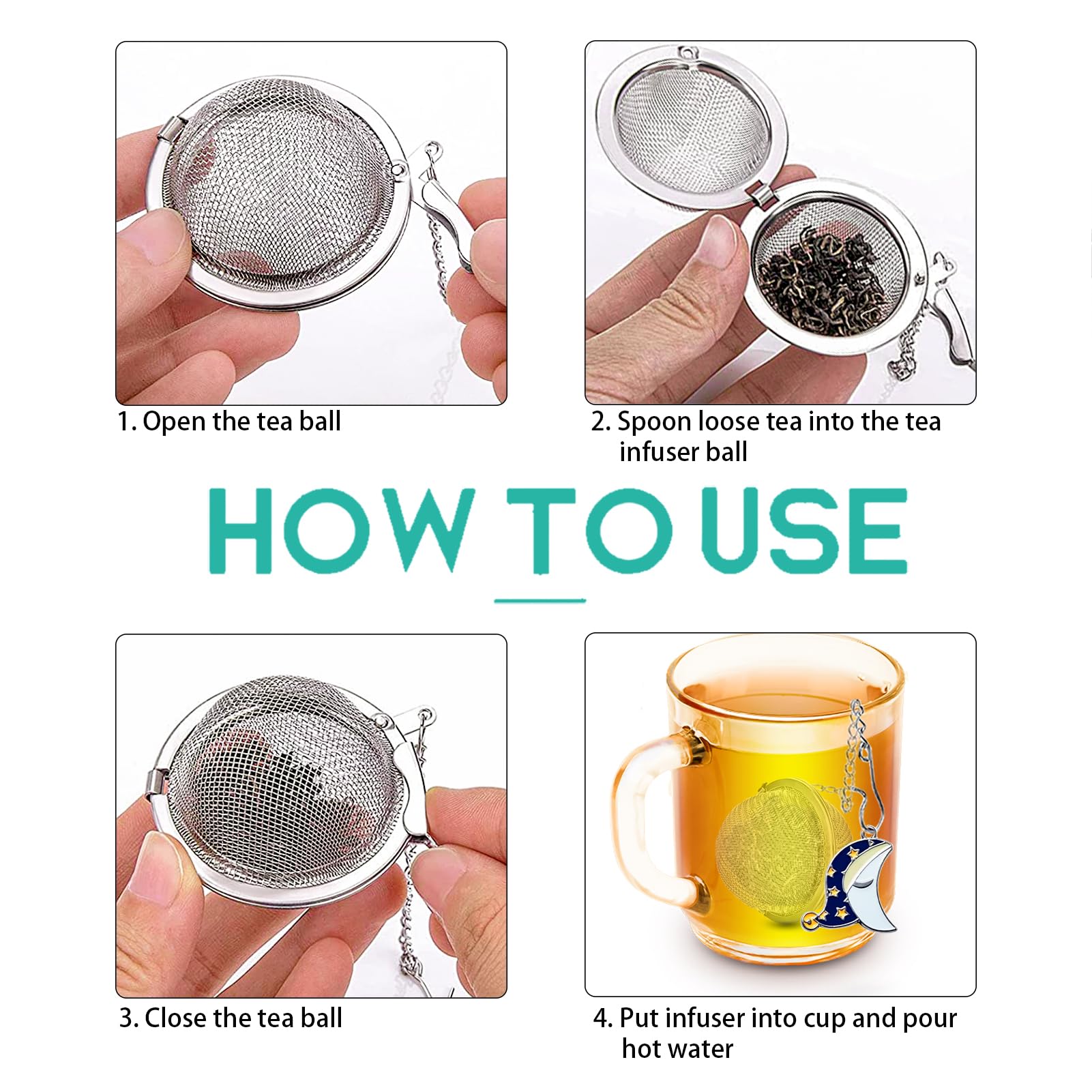 2Pcs Loose Leaf Tea Steeper With Freddy'S Sun And Moon Couple Costume Pendant - Nstaygate Tea Infuser Tea Strainer 304 Stainless