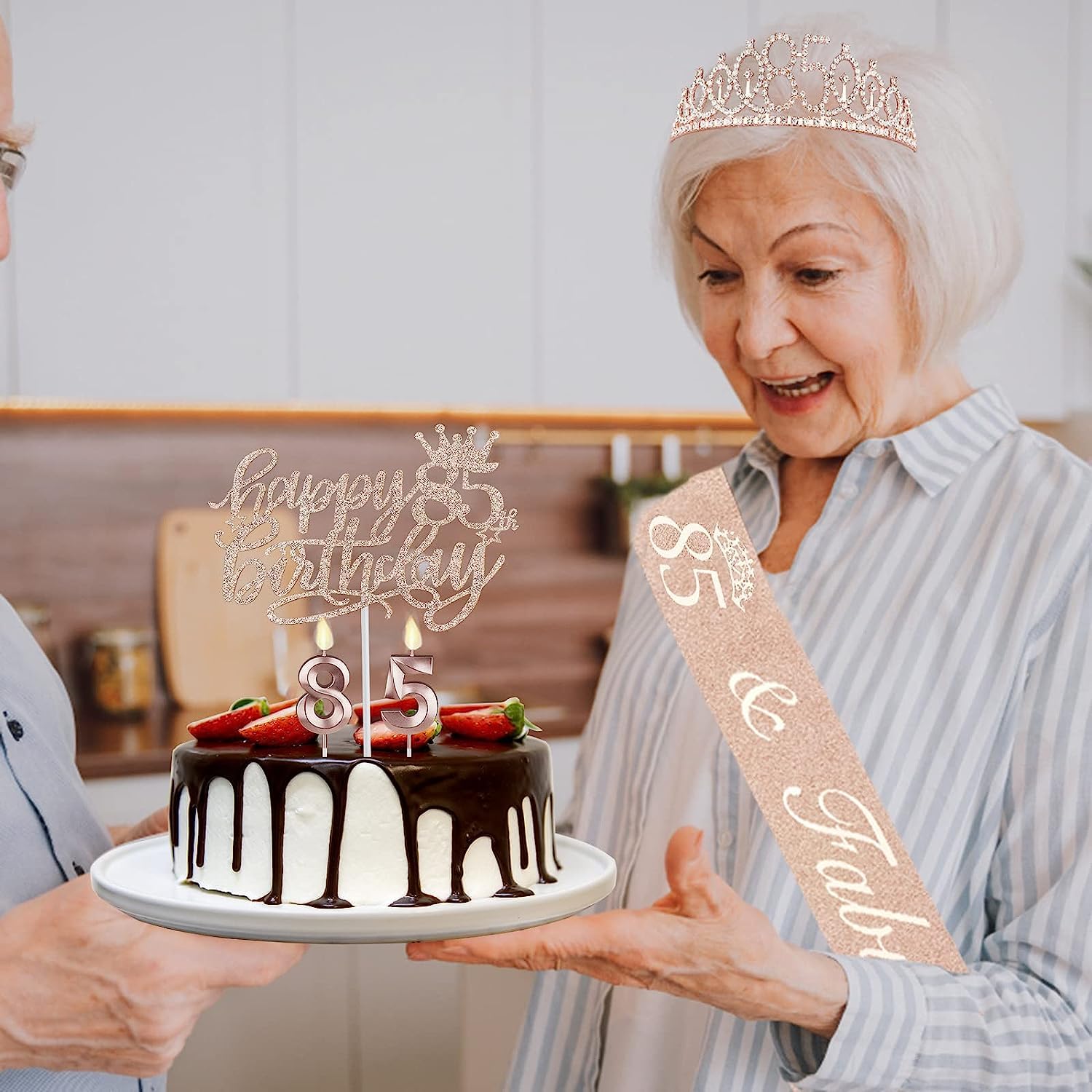 85Th Birthday Party Decorations, Including 85Th Birthday Sash And Crown, 85 Birthday Candles And Cake Topper, 85 Birthday Balloo