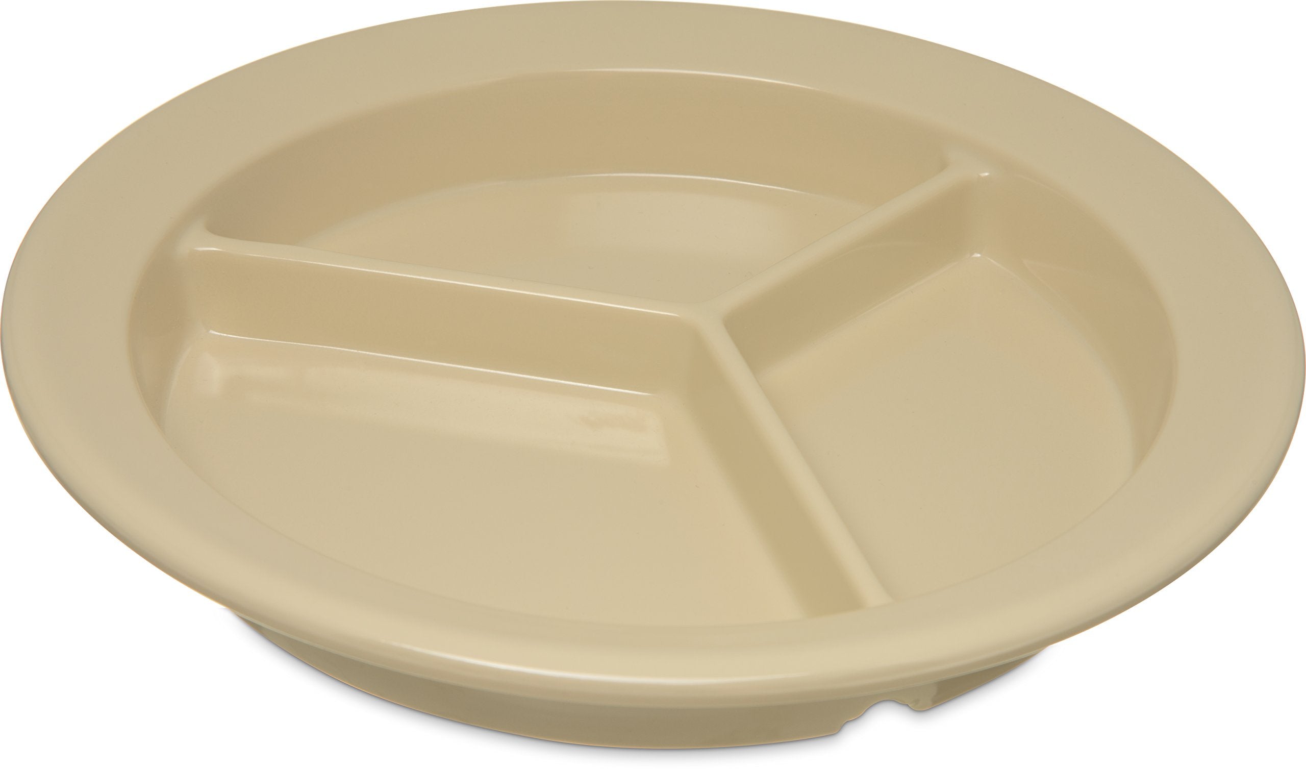 Carlisle FoodService Products Dallas Ware Plastic Divided Plate Reusable Portion Plate with 3 Compartments for Hospitals, School
