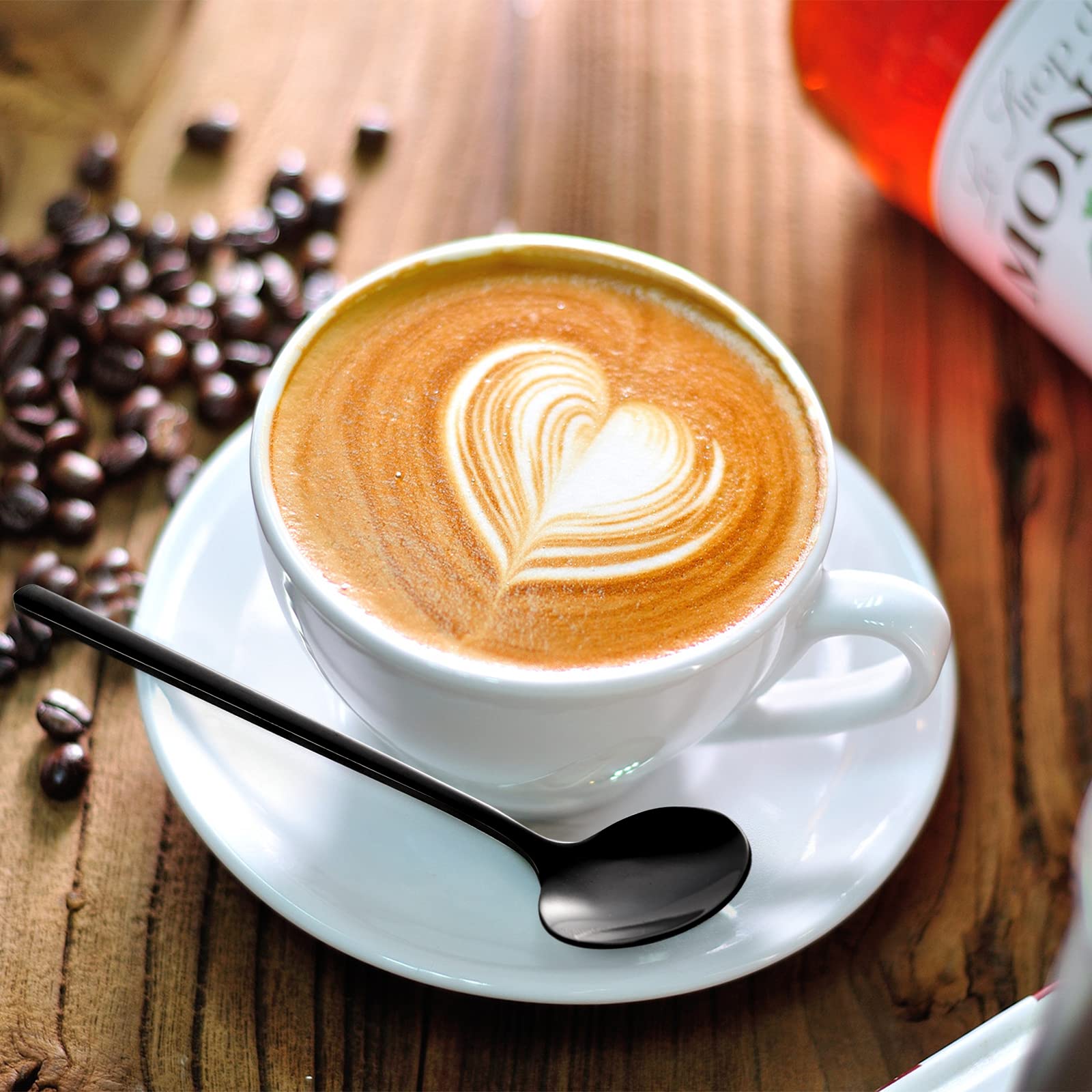 Dicunoy 12 Pack Black Espresso Spoons, 18/10 Stainless Steel Mini Coffee Teaspoons, 5 Inch Small Round Spoon For Tea, Sugar, Des