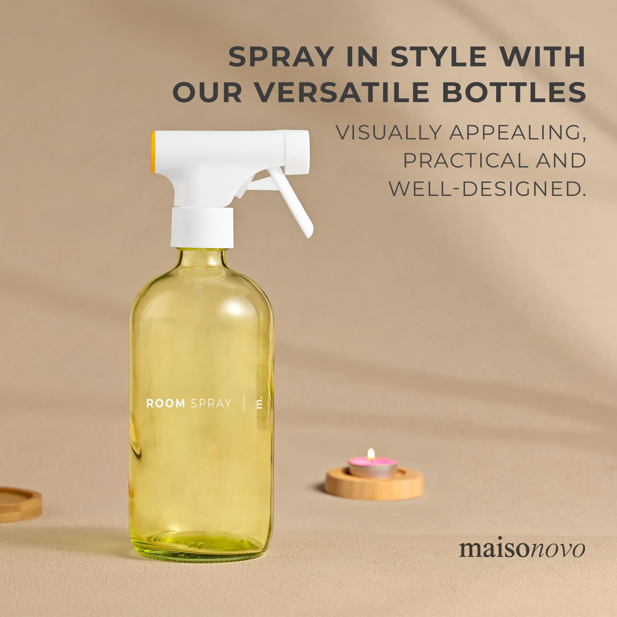 Maisonovo Kitchen Spray Bottle | 16.9 Fl Oz Yellow X 2 With 16 Labels