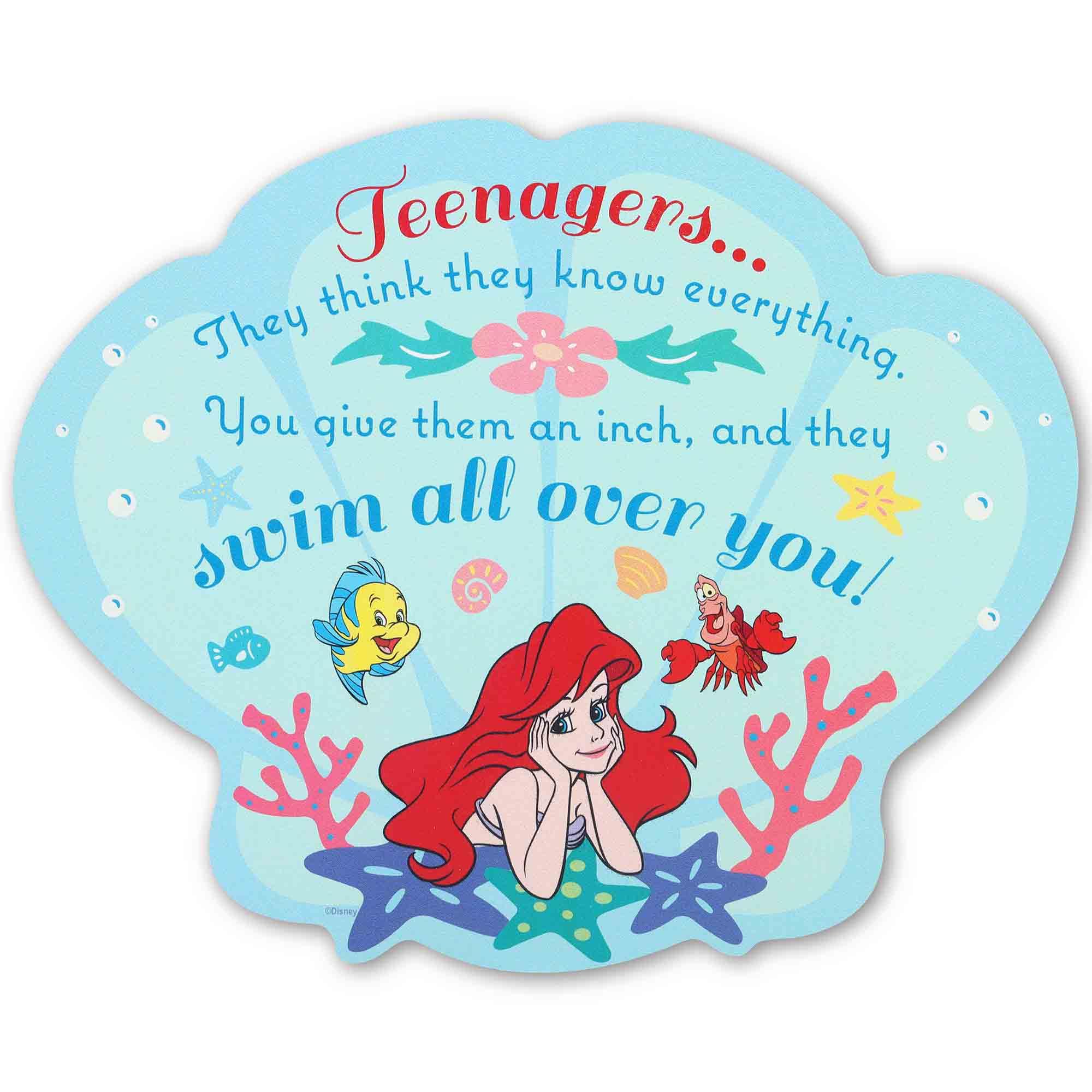 Open Road Brands Disney The Little Mermaid Teenagers Wood Wall Decor - Funny Sebastian Quote Wall Art with Undersea Scene