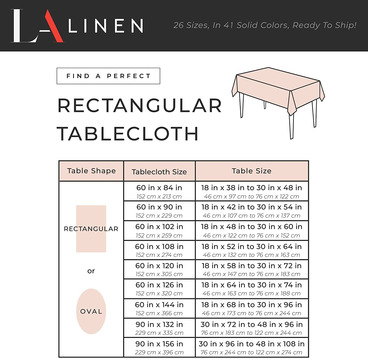 LA Linen Polyester Poplin Rectangular Tablecloth 60 by 144-Inch  Dark Gray