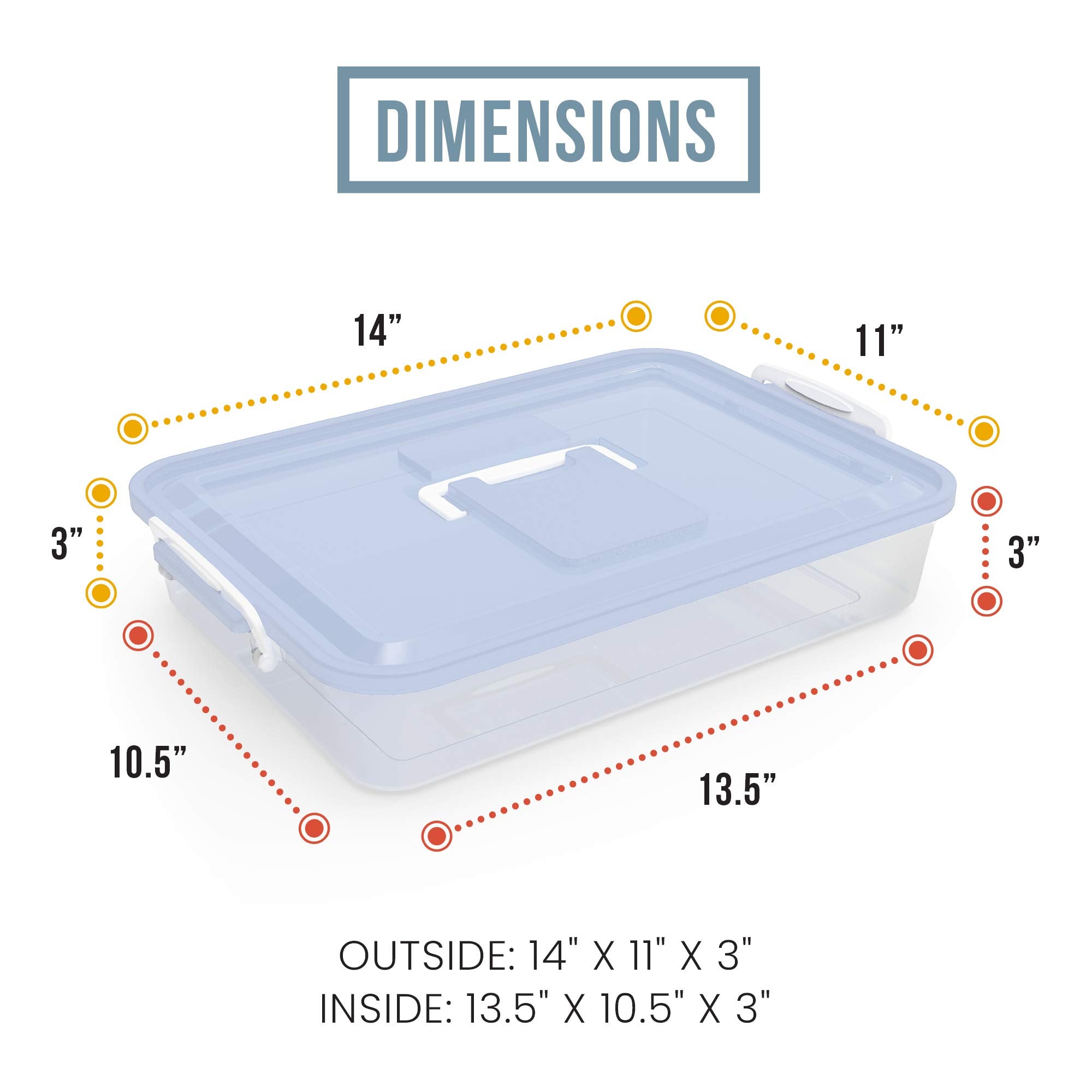 Chef Pomodoro Pizza Dough Proofing Box, 14 X 11-Inch, Pizza Dough Container, Fits 4-6 Dough Balls, Household Pizza Dough Tray Wi