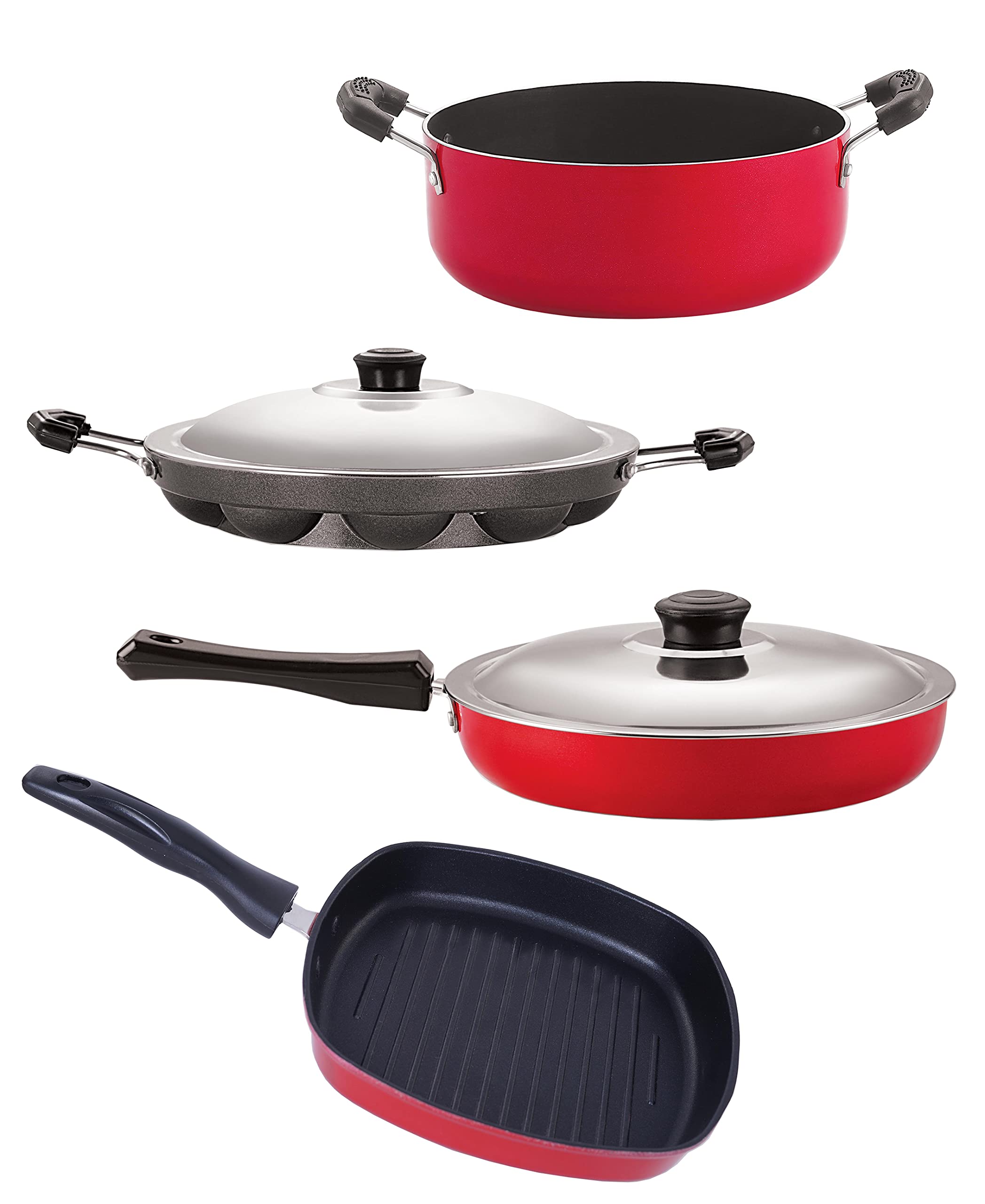 Nirlon Non Stick Kitchenware Cooking Utencil Gift Set Of 4 Pieces (Fp10_Ap12_Gp22.5_Cs24)