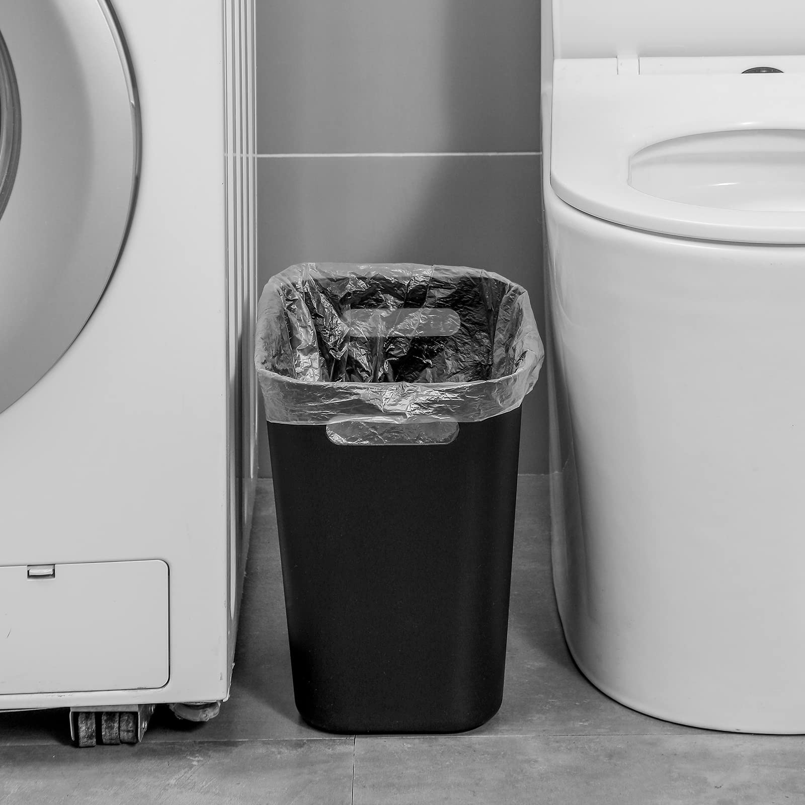 Uujoly Plastic Trash Can Wastebasket, Garbage Container Basket For Bathrooms, Kitchens, Offices, Kids Rooms, Black, 3.5 Gallon,