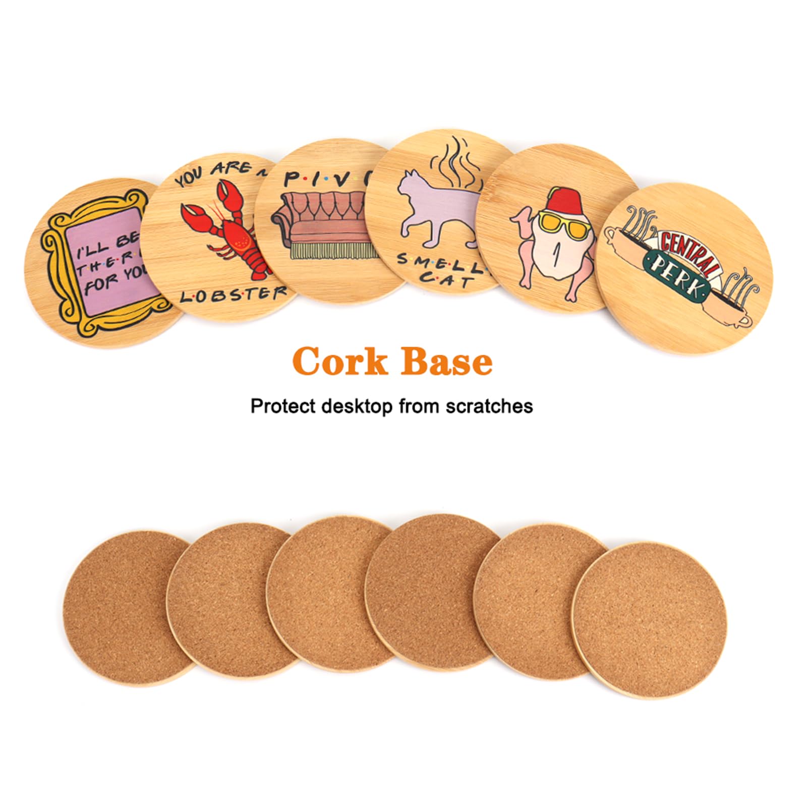 Friends Coasters Set Of 6 - Friends Tv Show Merchandise,Wooden Coasters For Drinks With Coaster Holder,Friends Tv Show Gifts,Fri