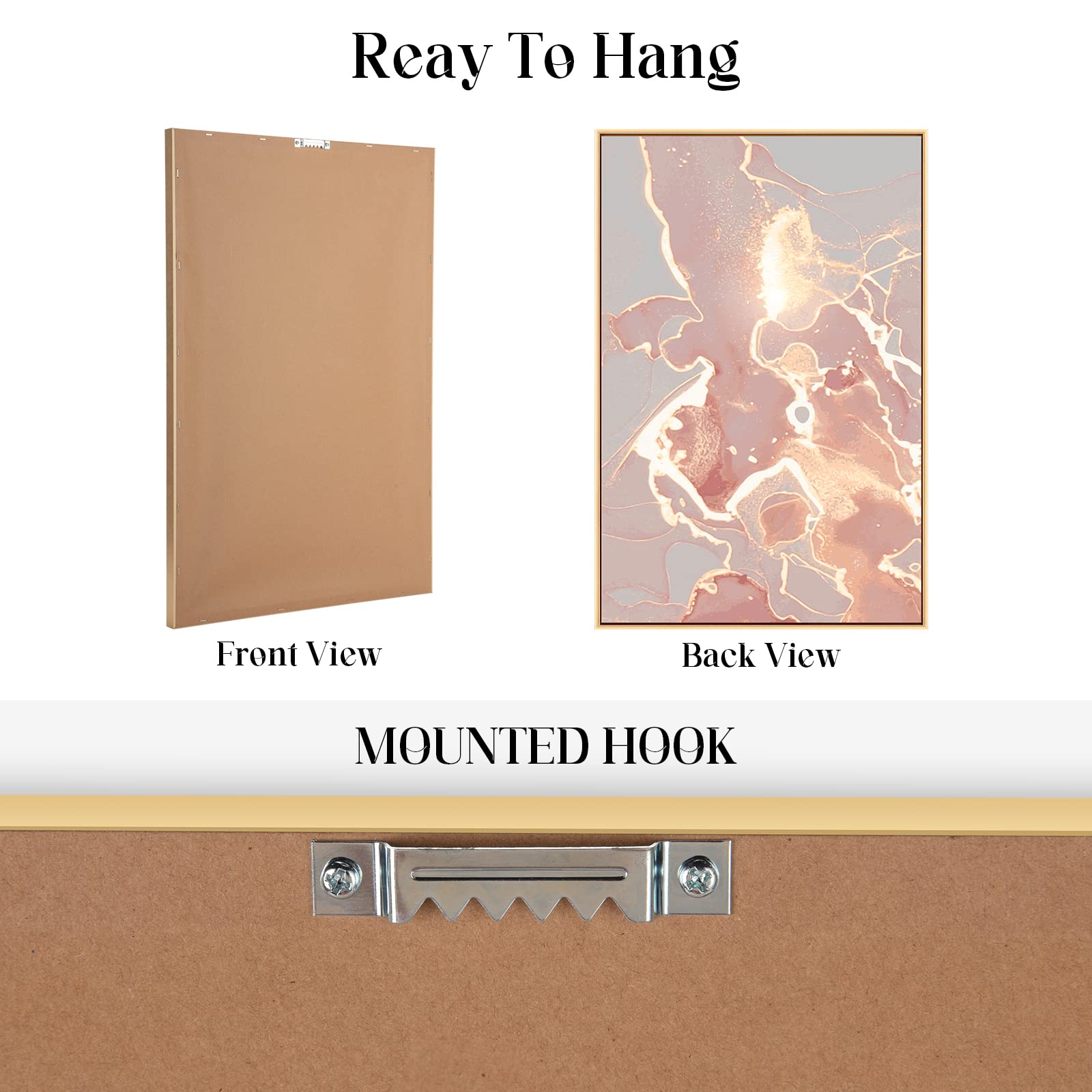 MOUDAMION Pink and Rose Gold Wall Decor  Abstract Canvas Wall Art Aesthetic Luxury Framed Wall Painting Picture Glitter Gold Blush Marble Print Artwork for Living Room Bedroom Kitchen Bathroom Office