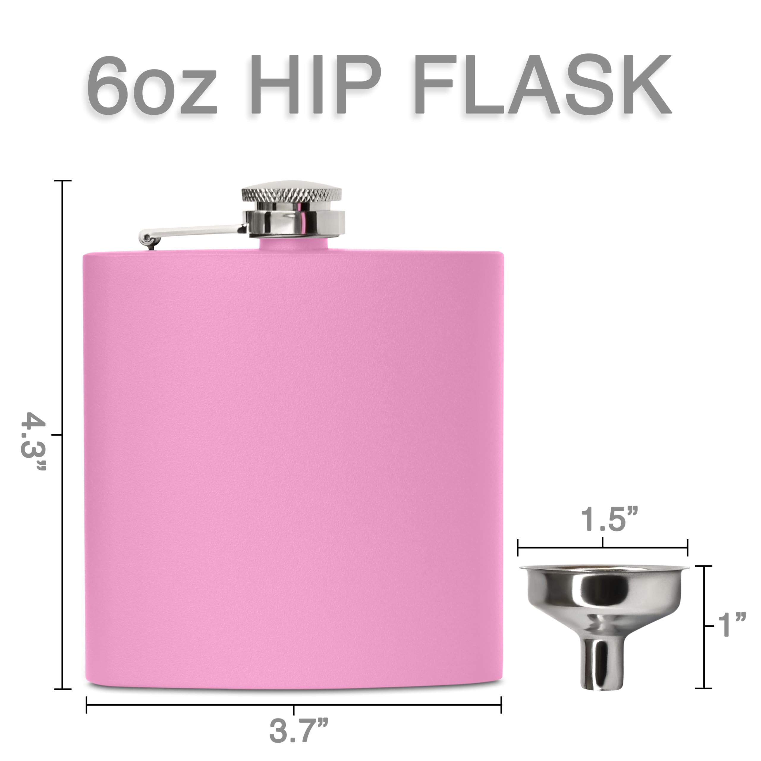 Clear Water Home Goods - 6 Oz Powder Coated Stainless Steel Hip Flask - Wedding Party - Groomsman - Bridesmaid (Matte Light Purp