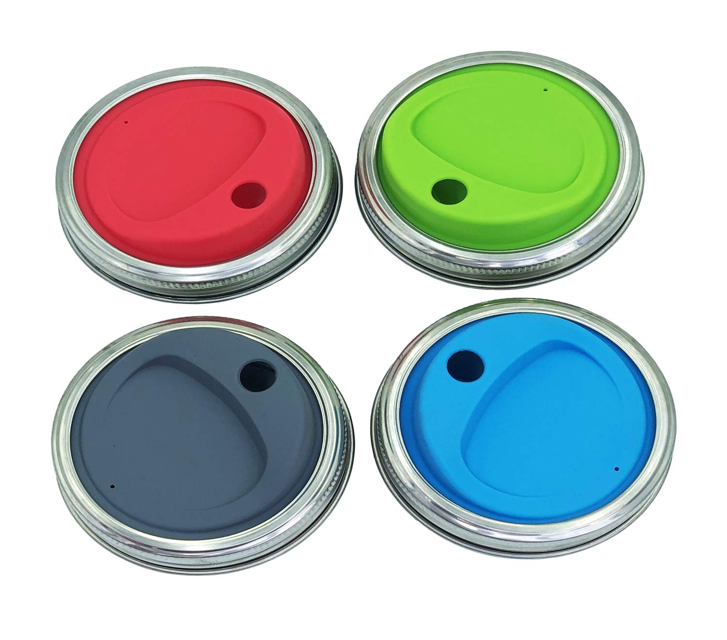 Thinkchances Reusable Food Grade And Bpa Free Silicone Round Sip Straw Coffee Juice Drinking Lid Kit With Stainless Steel Rings